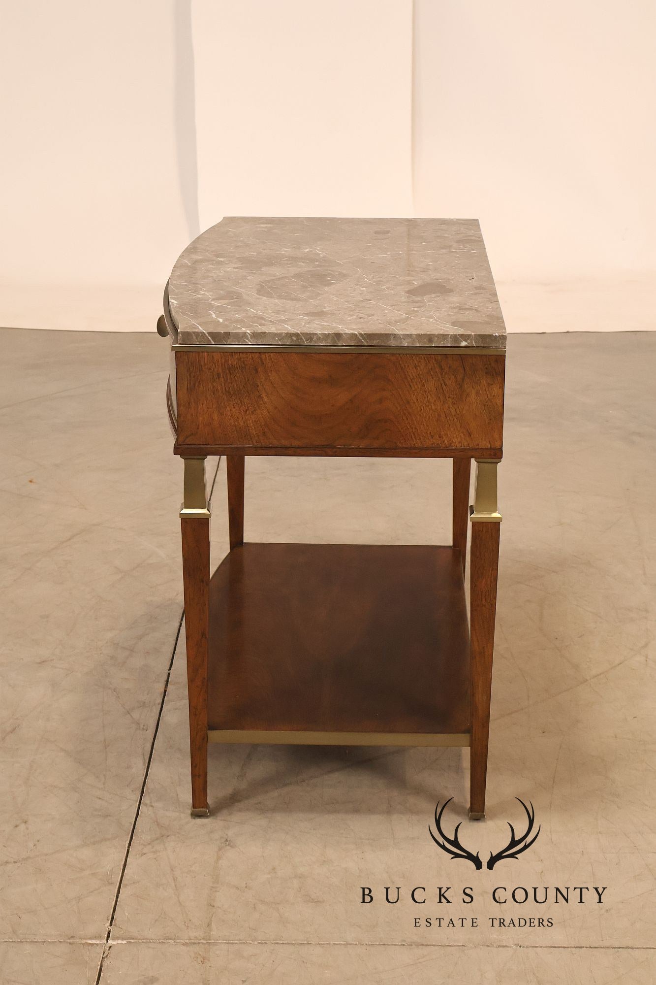 Johnathan Charles 'Barcelona' Marble Top Walnut Nightstand