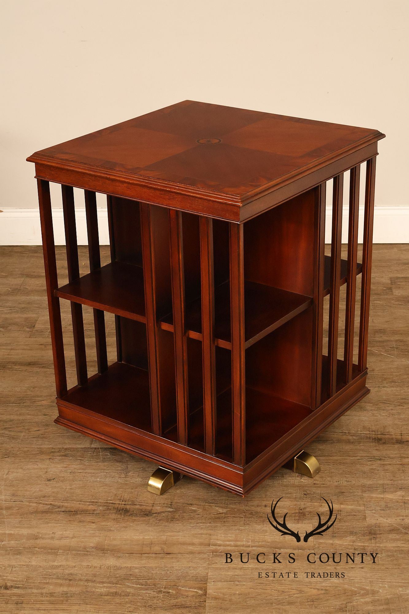 Edwardian Style Mahogany Inlaid Revolving Bookcase