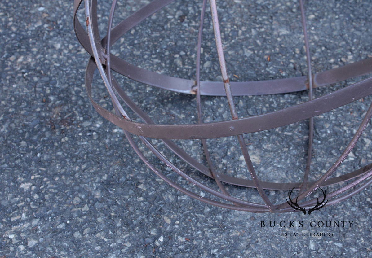 Pair of Steel Outdoor Garden Armillary Spheres