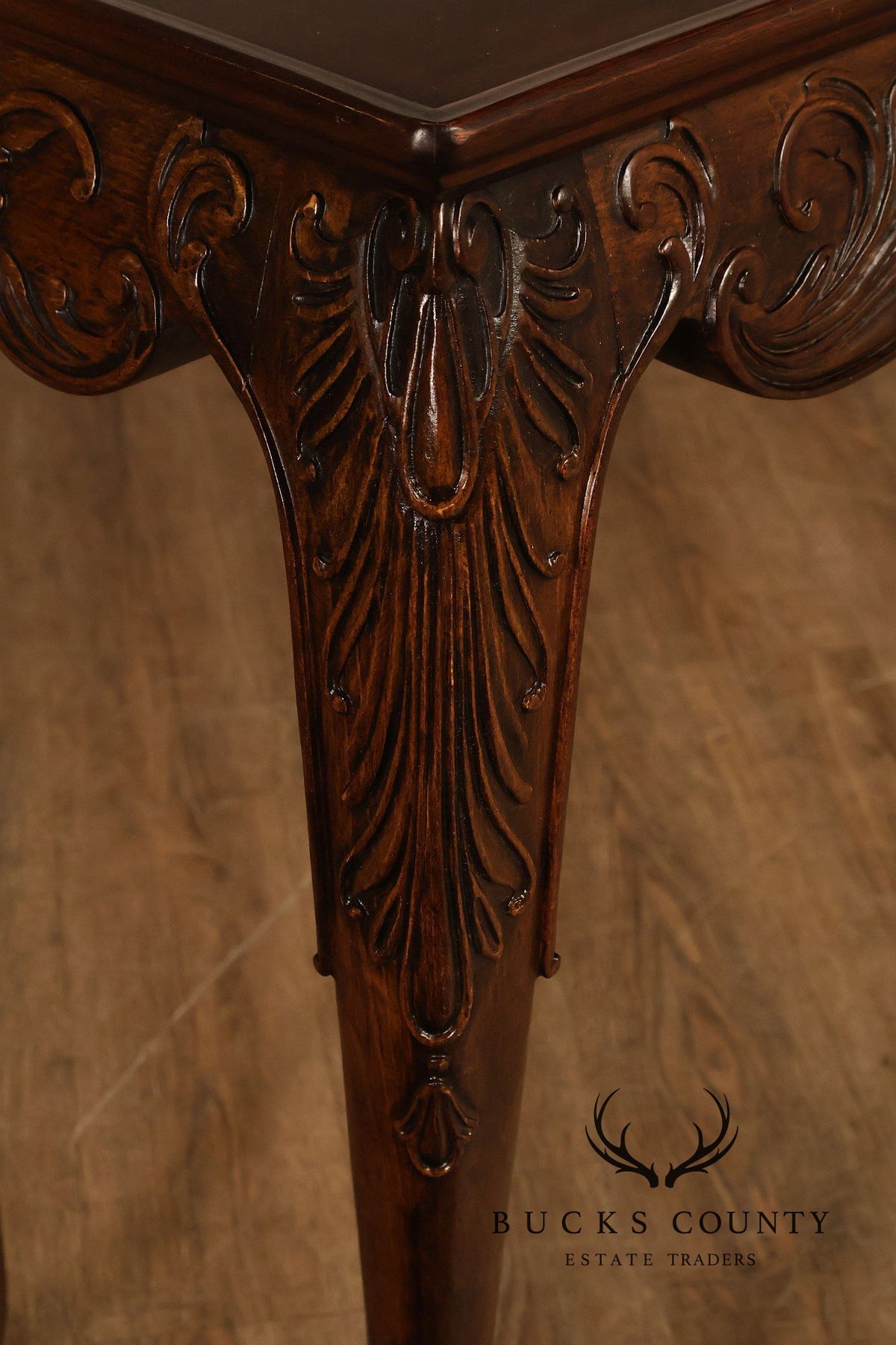 Narrow Irish Georgian Style Carved Mahogany Console Table