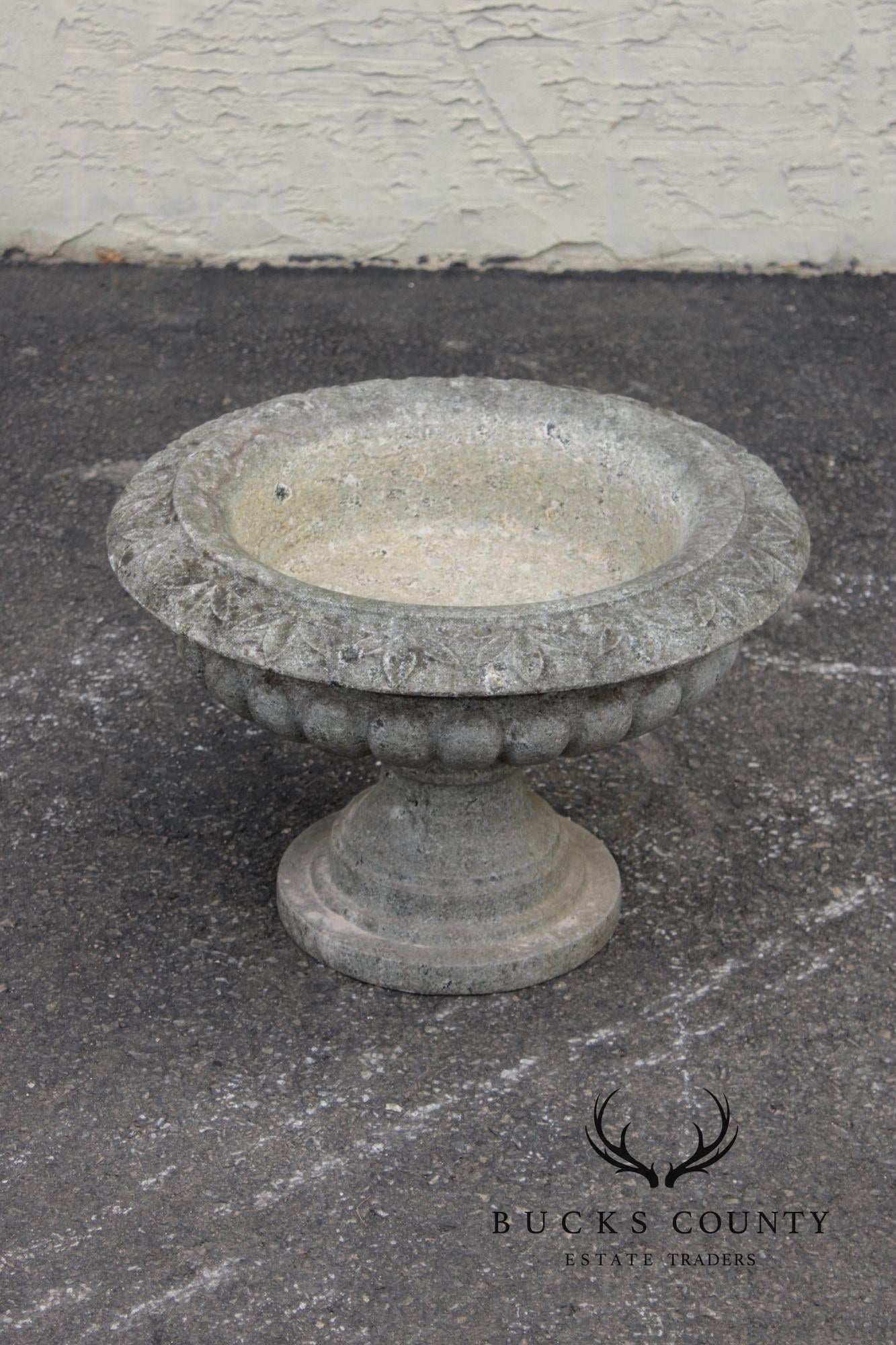 Cast Stone Vintage Pair Garden Urn Planters