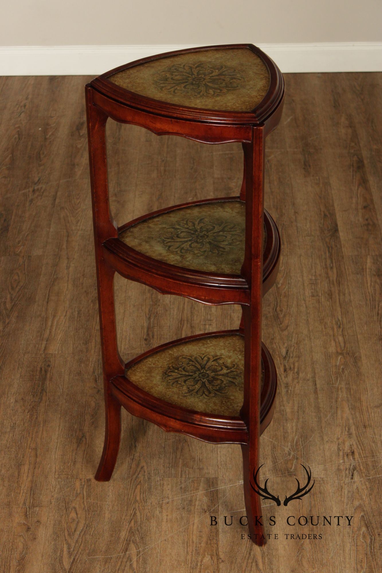 South Cone Regency Style Eglomise Three Tier Etagere Stand