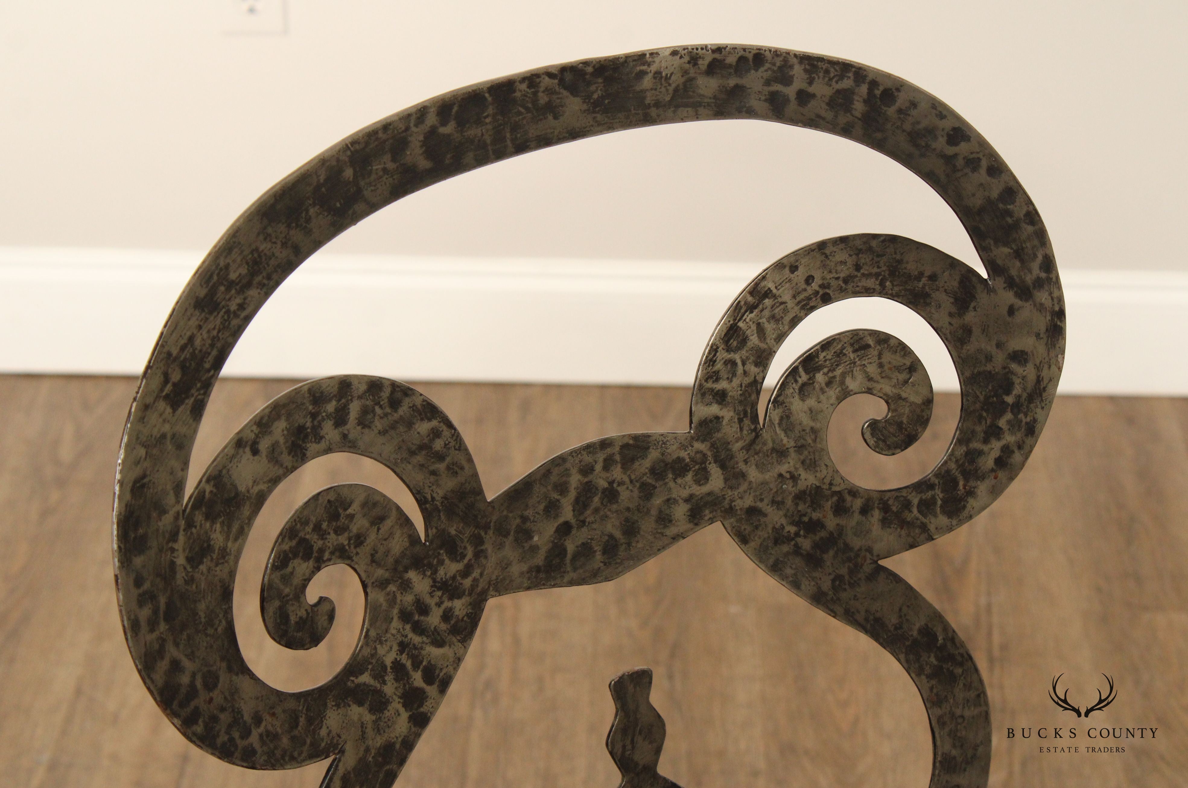 Biedermeir Style Pair Of Forged Iron Frame dining Chairs (originally set of 4)