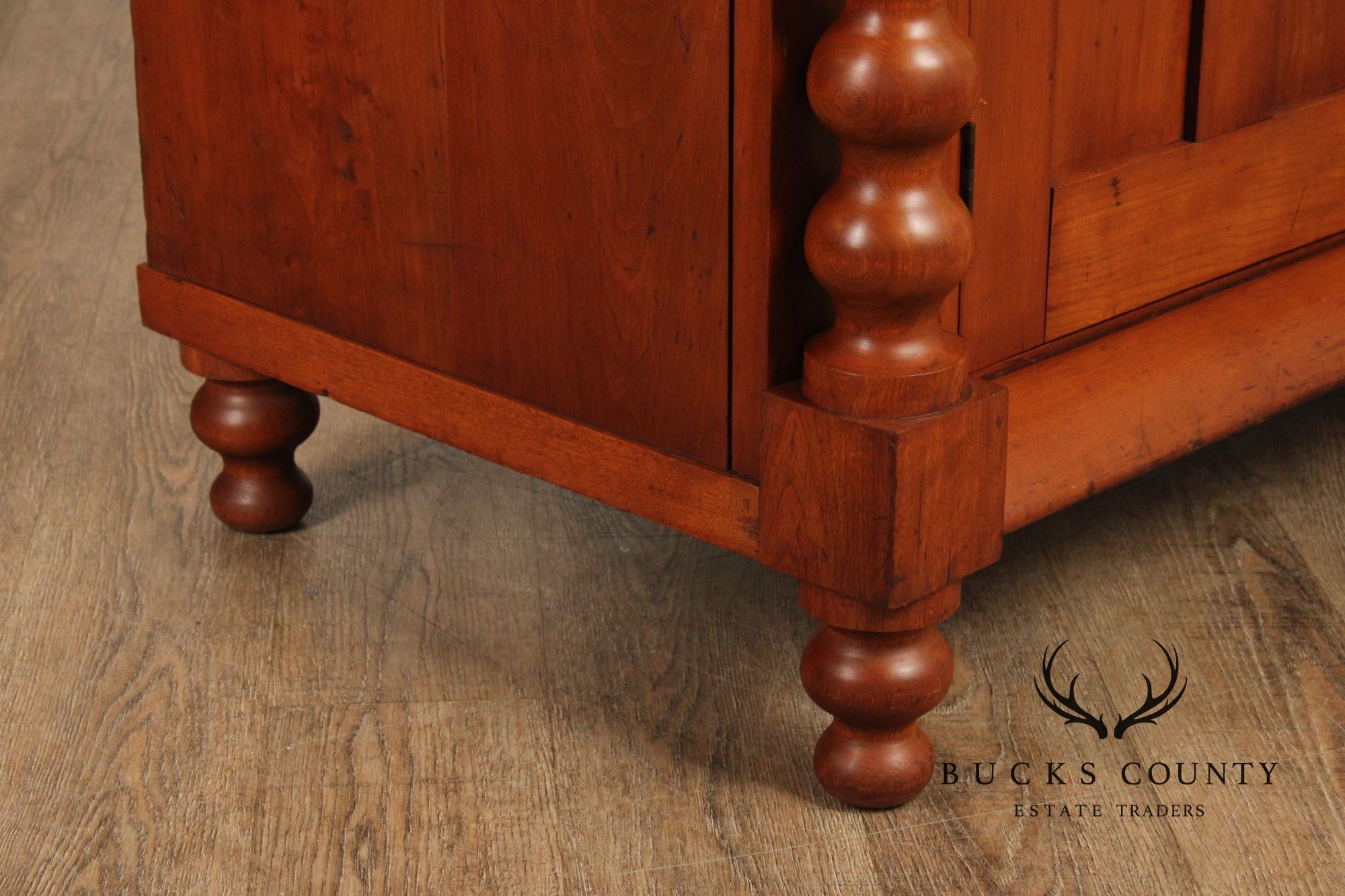 Antique American Empire Large Cherry Stepback Bookcase