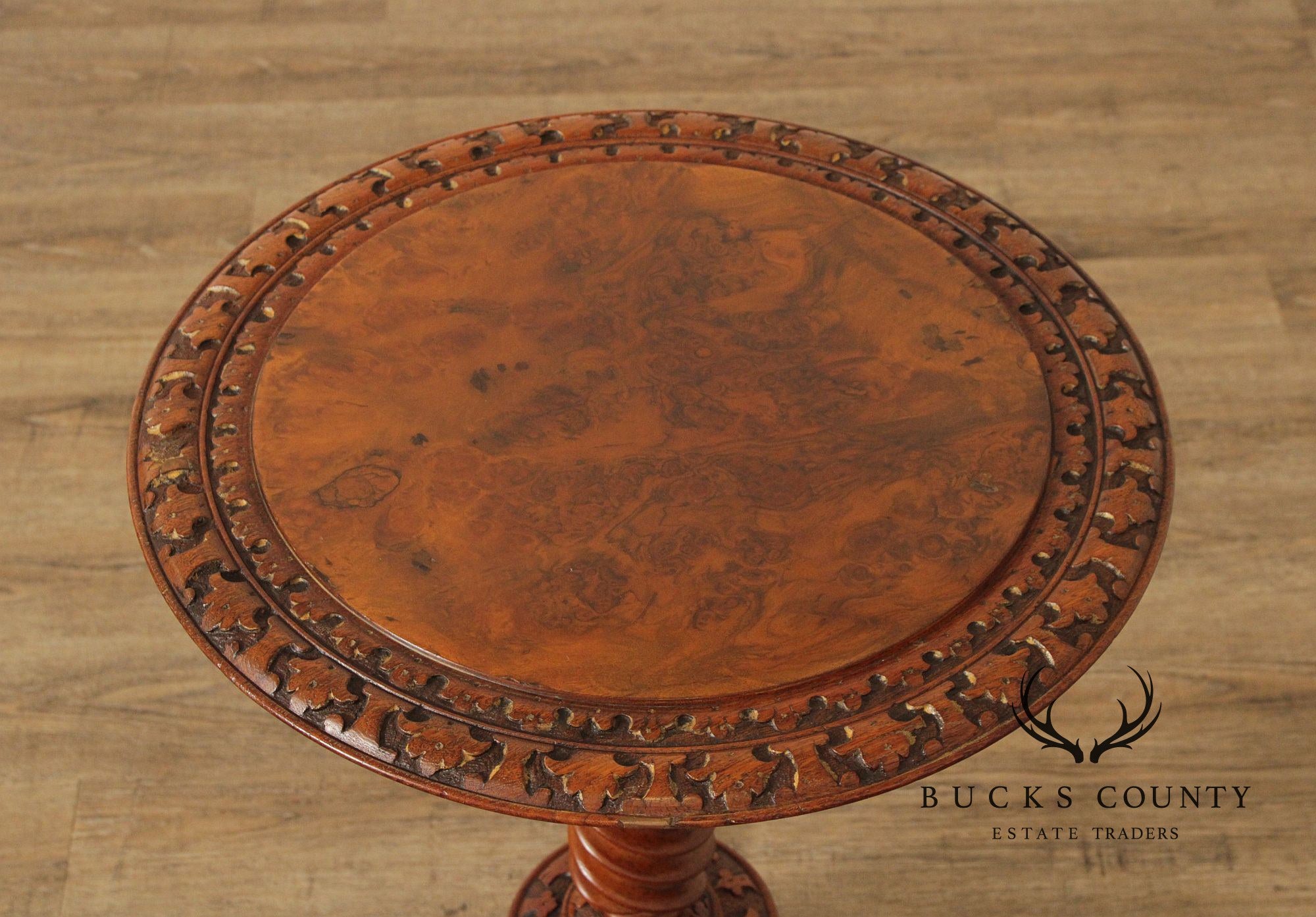 Antique Victorian Carved Walnut Tea or Wine Table