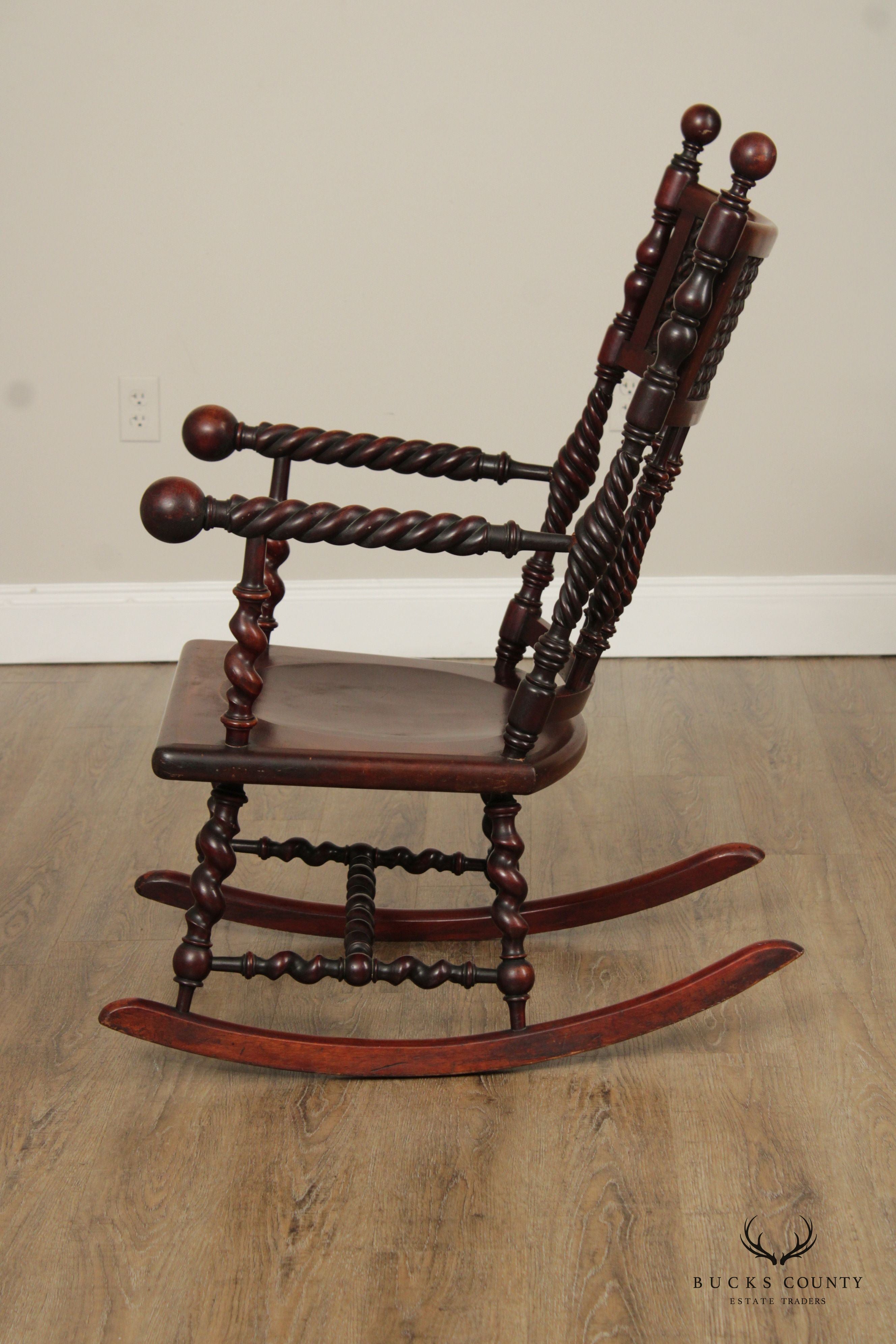 Merklen Brothers Renaissance Revival Mahogany Rocking Chair