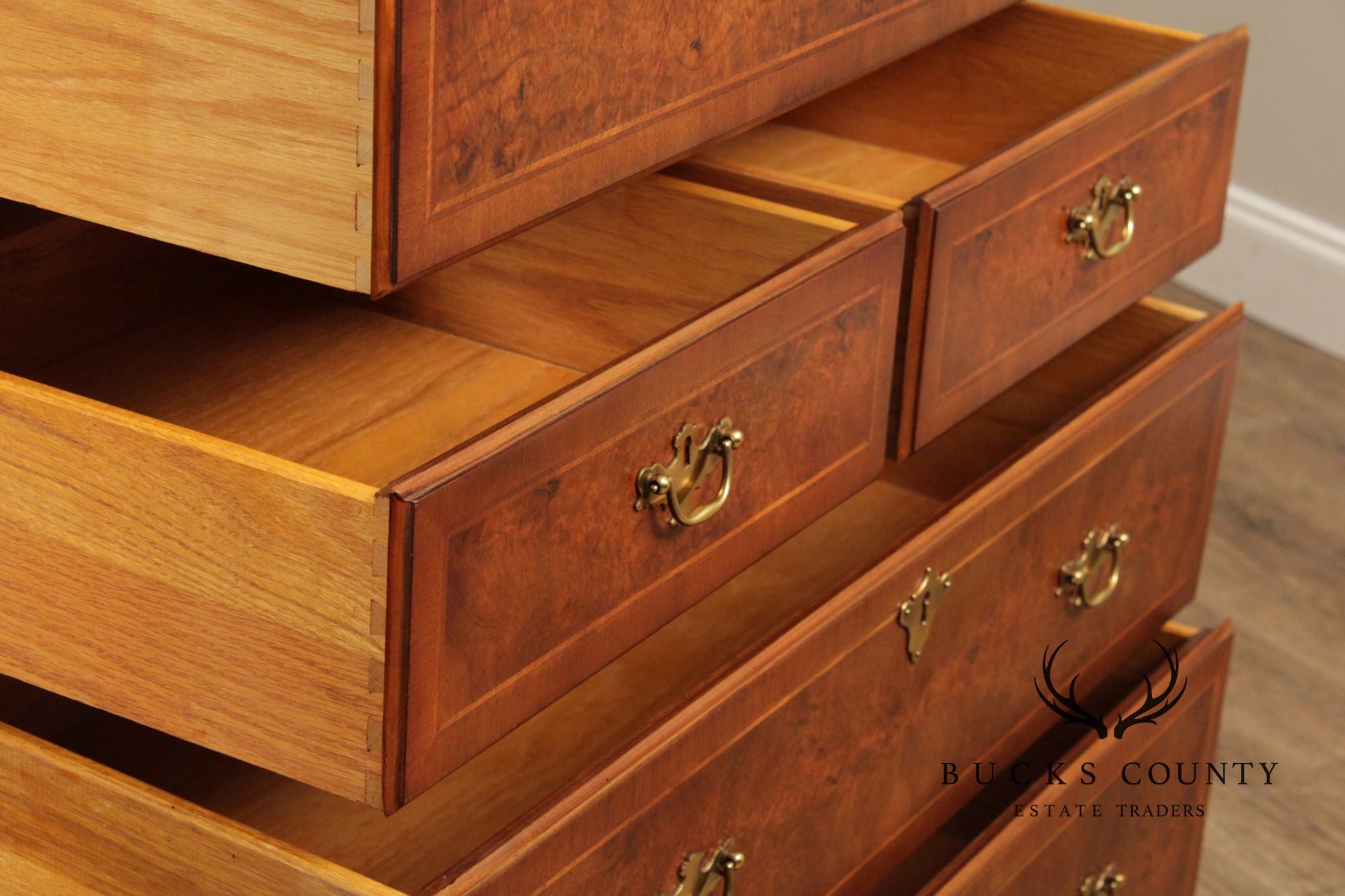 Century British National Trust Collection Burlwood Chest on Chest