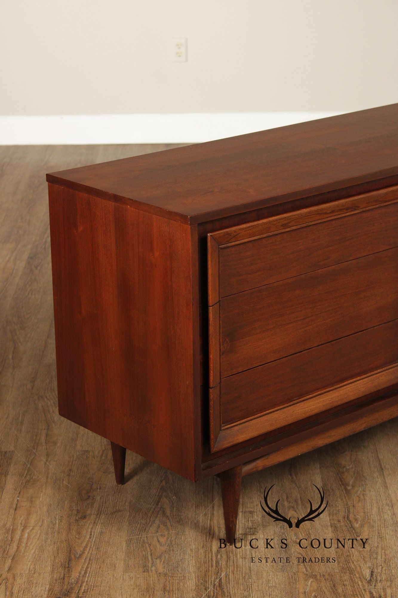 Basic Witz Mid Century Modern Walnut Triple Chest