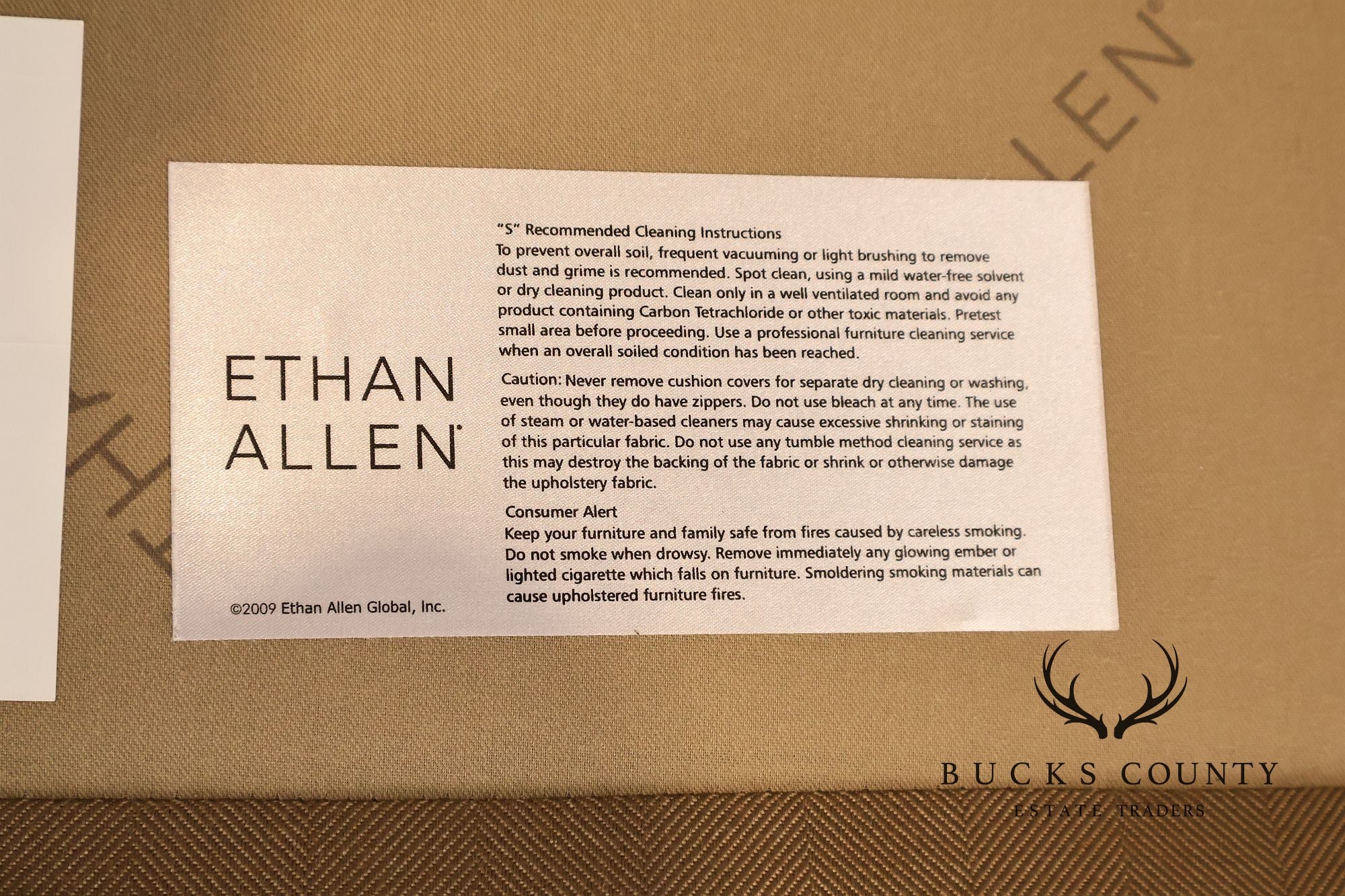 Ethan Allen Upholstered Custom Sectional Sofa With Chaise