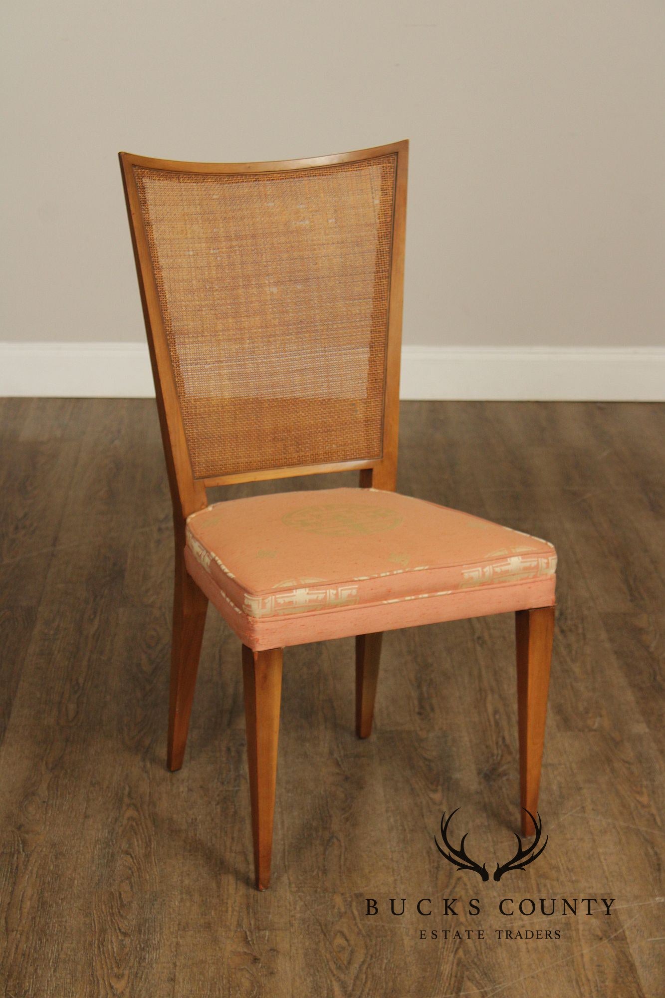John Widdicomb Mid-Century Modern Set Of Four Walnut Cane Back Dining Chairs