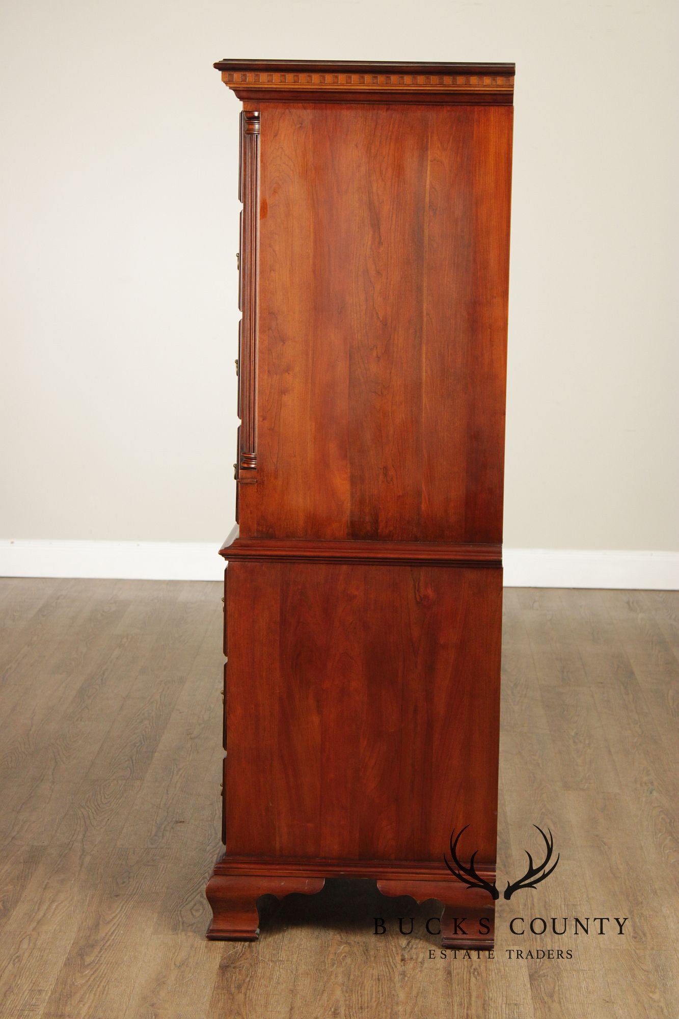 Statton Chippendale Style Cherry Tall Chest On Chest