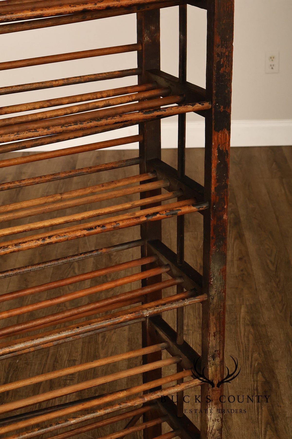 Antique Six-Tier Wooden Shoe Drying Rack