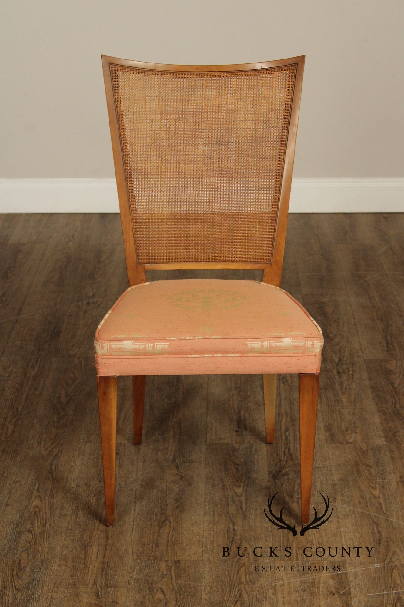 John Widdicomb Mid-Century Modern Set Of Four Walnut Cane Back Dining Chairs
