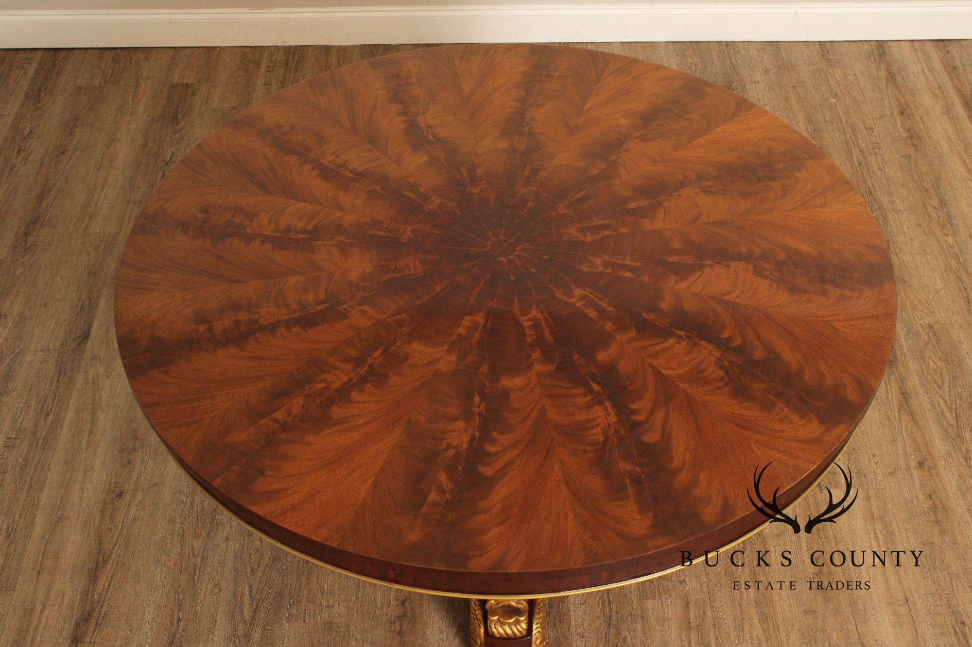John Widdicomb Rococo Style Partial Gilt Round Mahogany Center Table