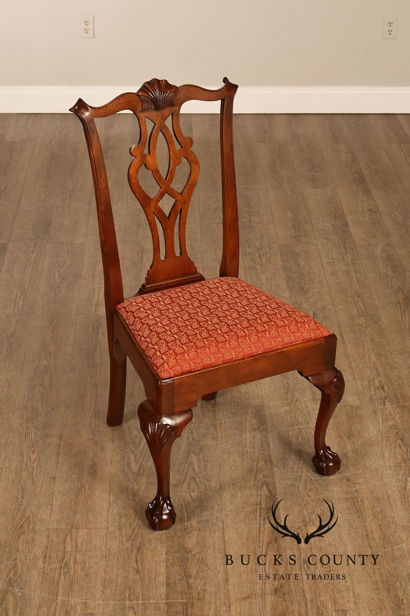 Stickley Chippendale Style Set of Four Mahogany Dining Chairs