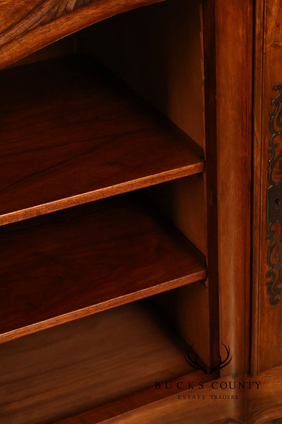 French Provincial Style Carved Fruitwood Three Door Sideboard