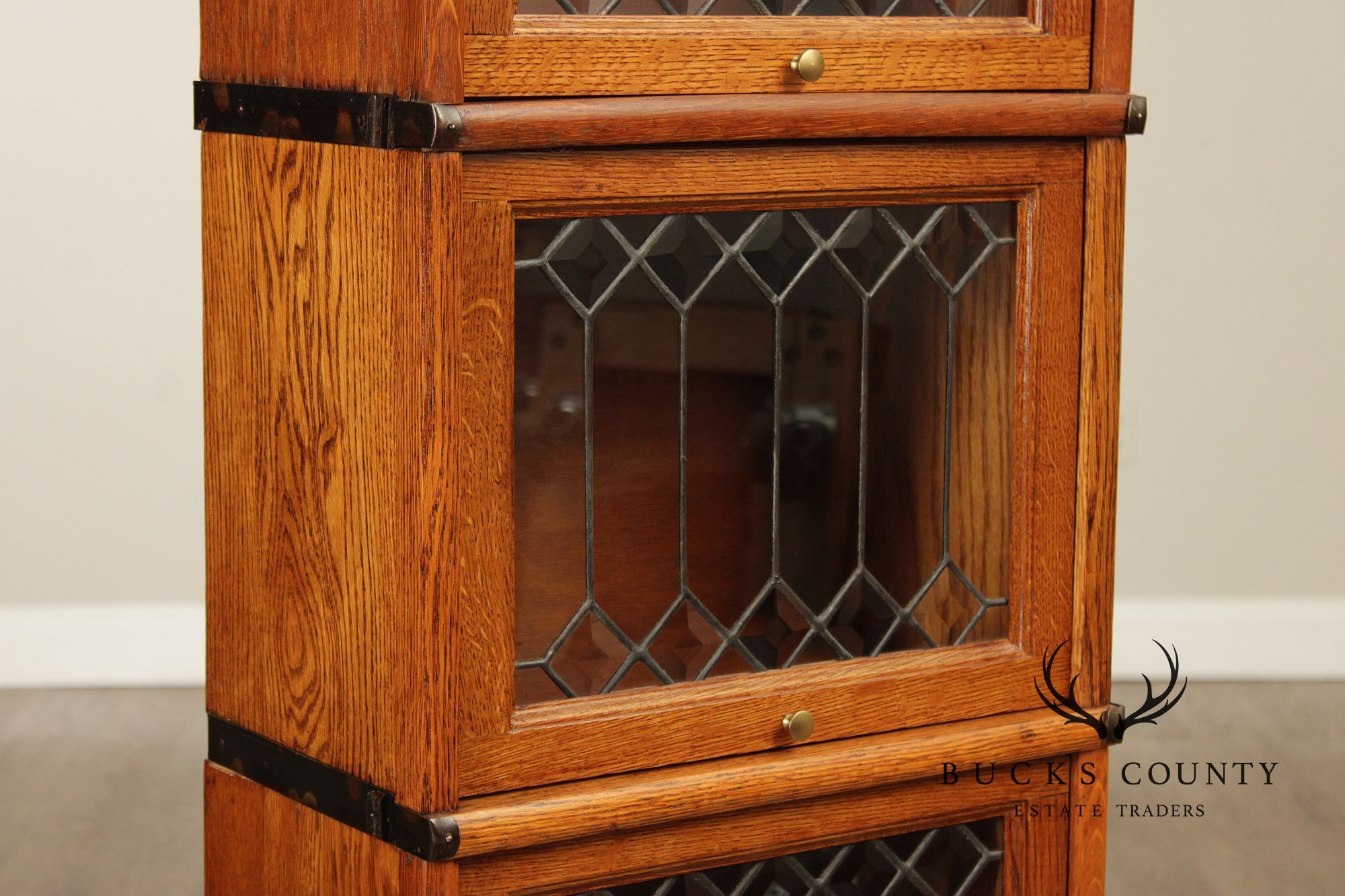 Globe Wernicke Antique Narrow Oak Four-Section Barrister Bookcase