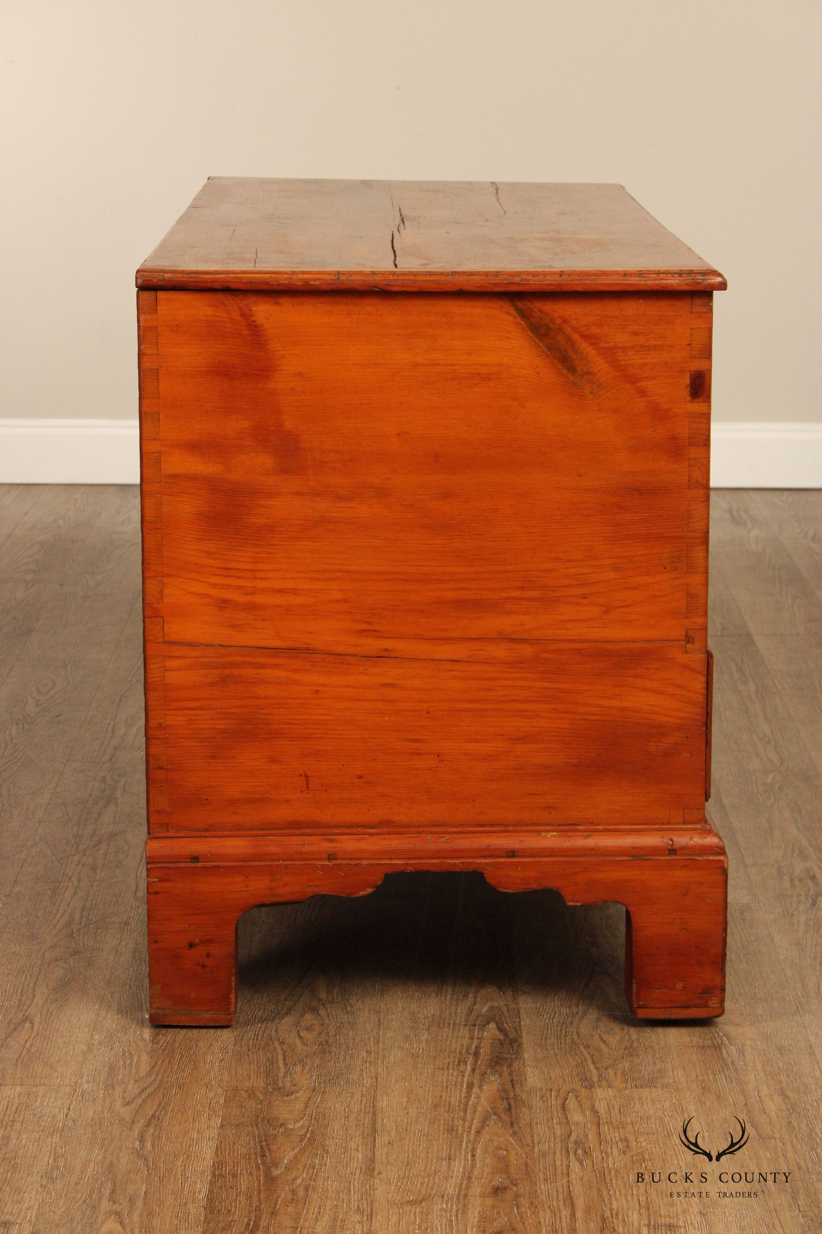 Antique Chippendale Large Two-Drawer Pine Blanket Chest