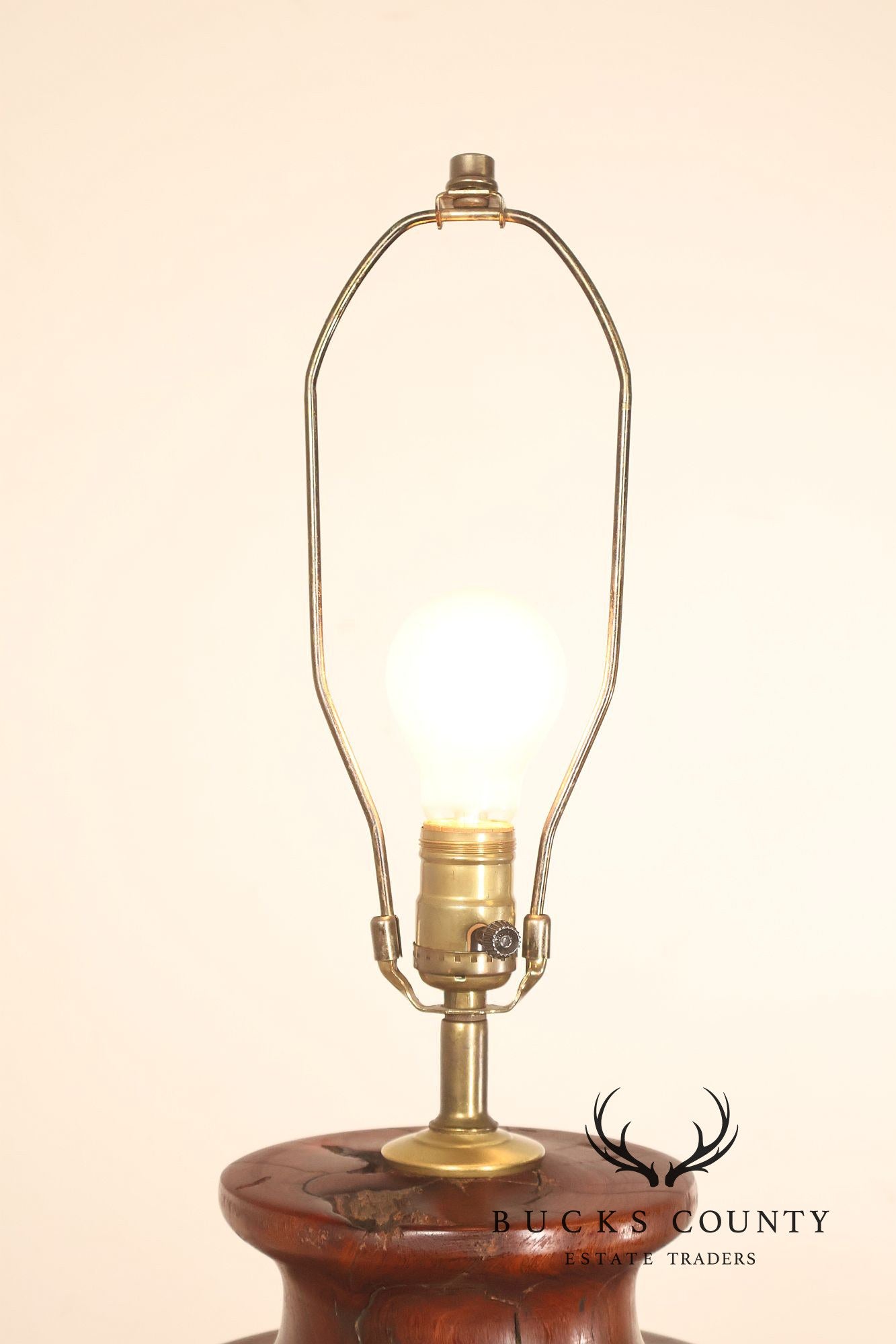 Organic Modern Mid Century Modern Pair of Turned Wood Table Lamps