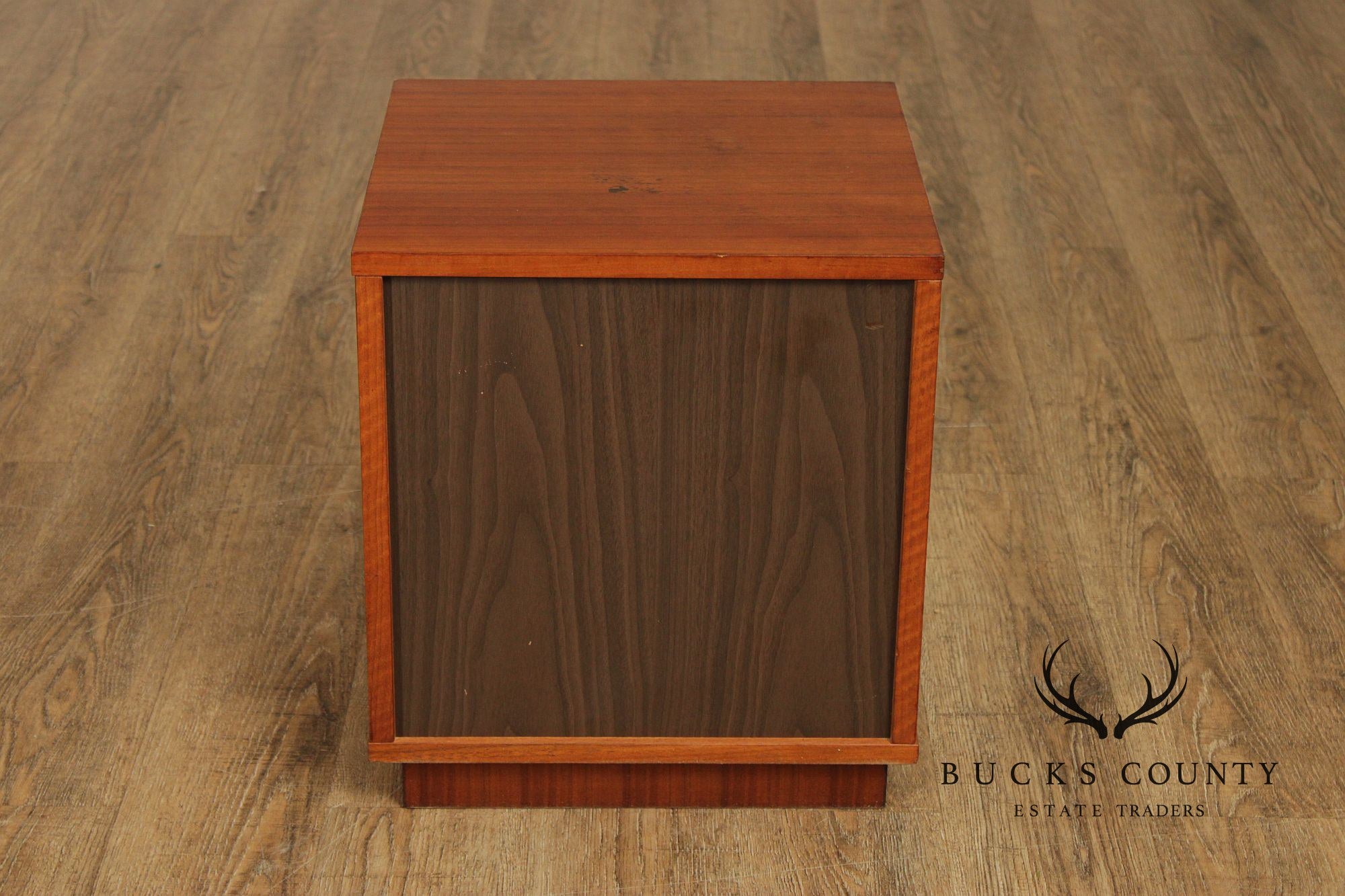 Pair Of Danish Modern Style Teak Single Door Nightstands