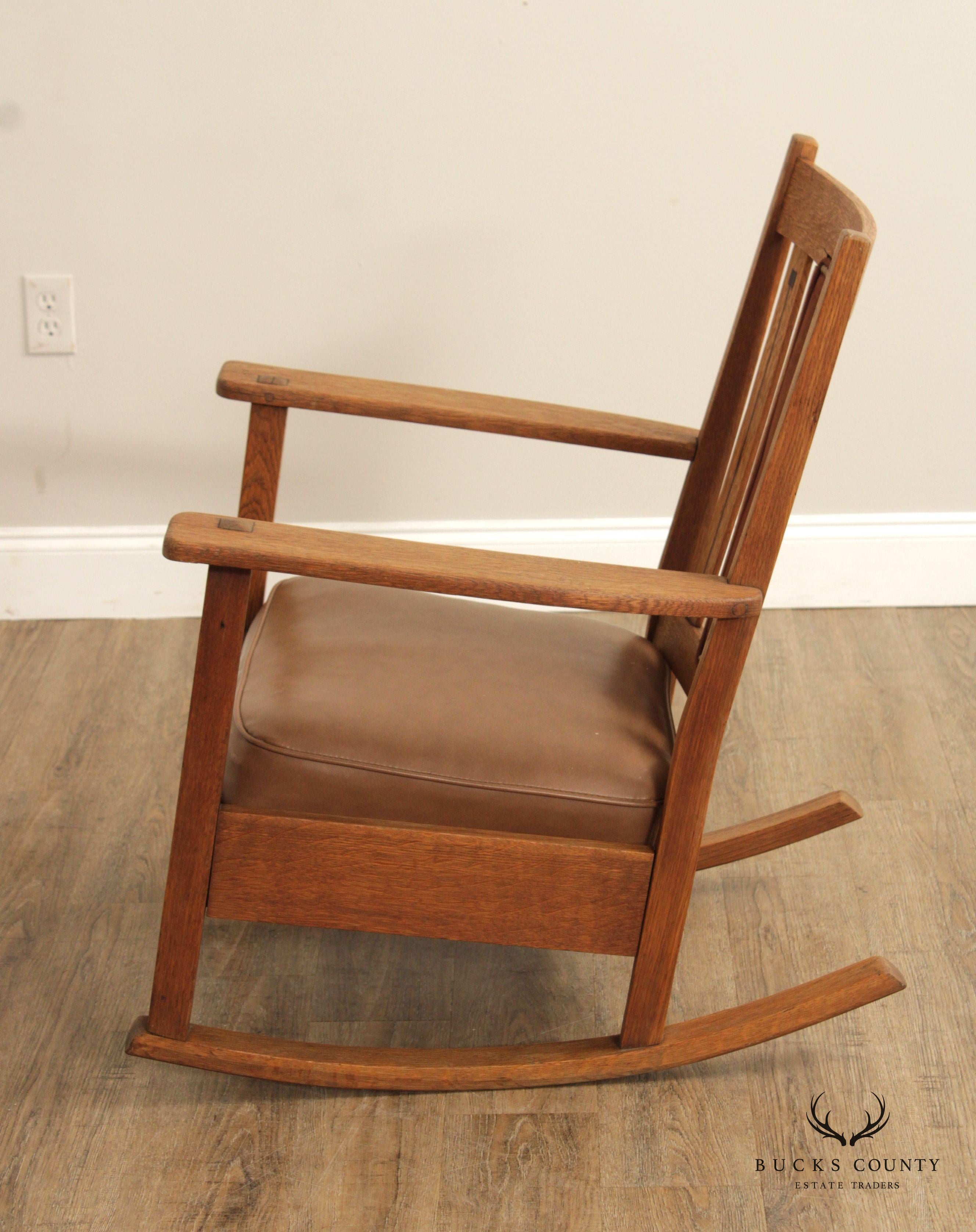 Limbert Mission Inlaid Oak Rocker