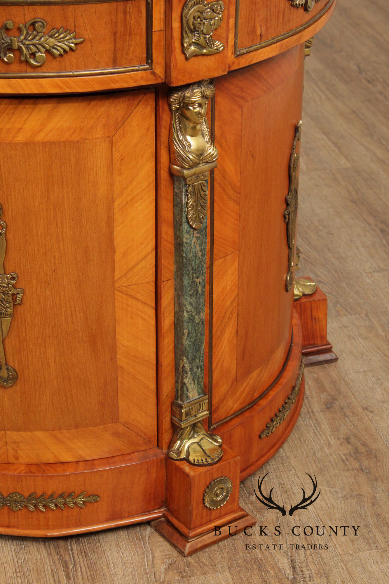 Classical Revival Walnut Ormolu Mounted Desk With Leather Top