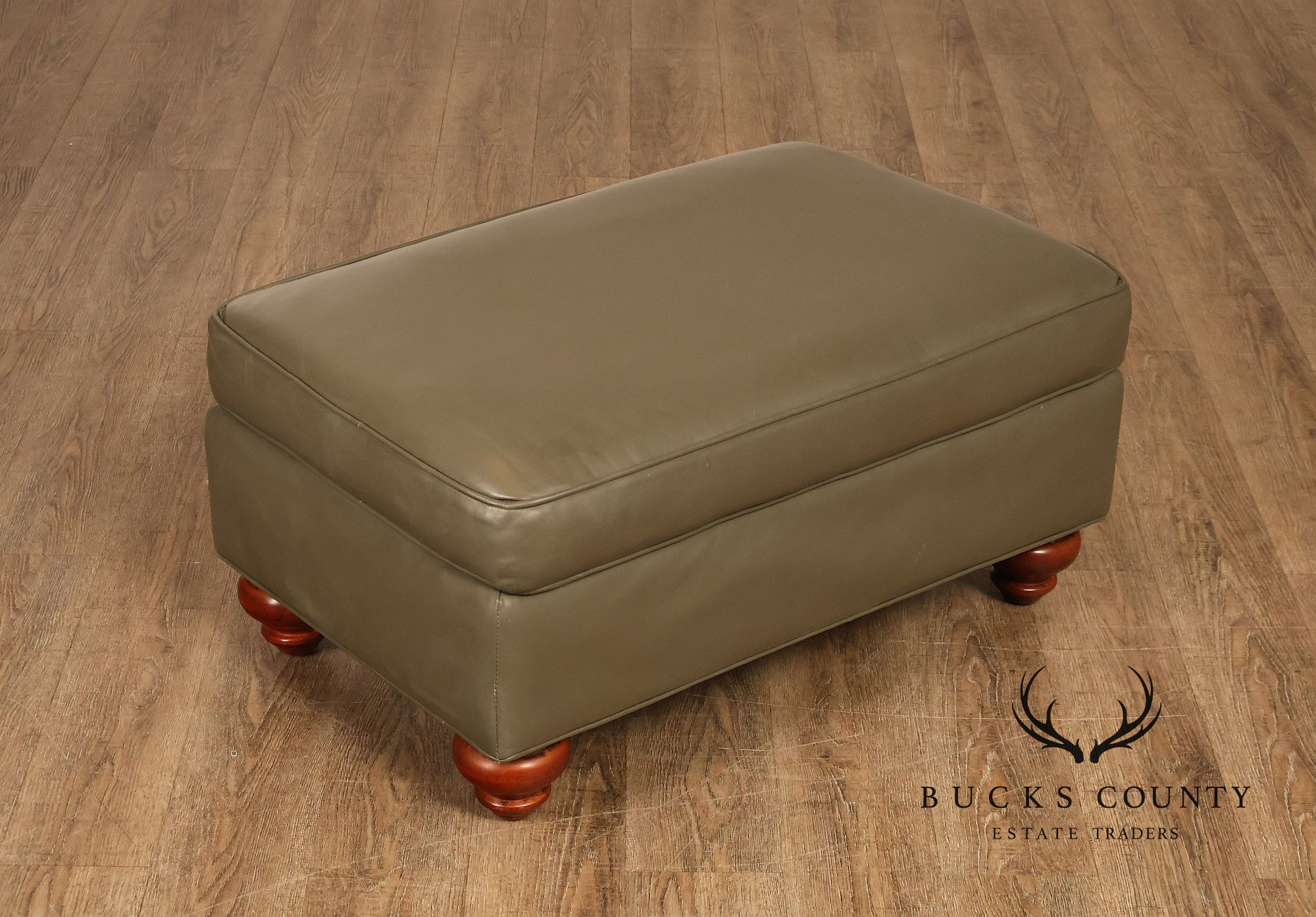 Ethan Allen Traditional Leather Ottoman