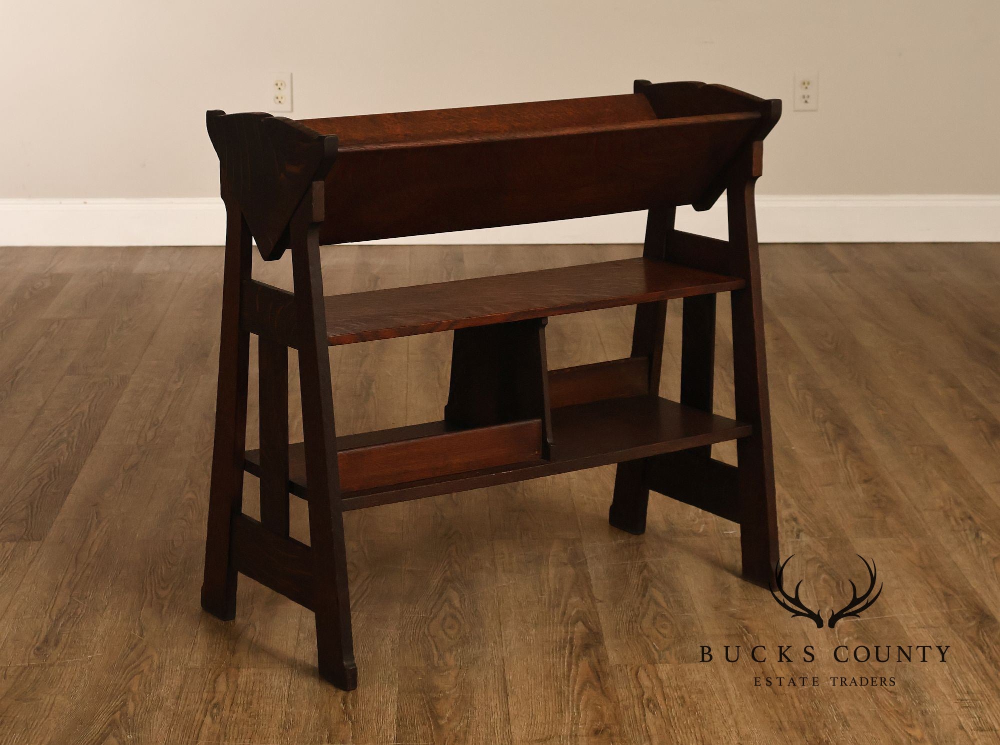 Antique Stickley Brothers No. 4657 Mission Oak Book Rack