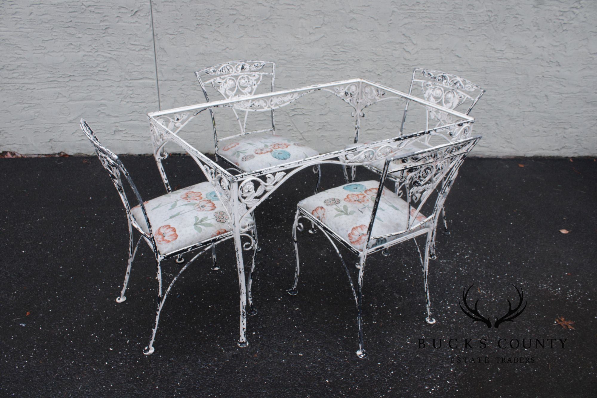 Vintage Five-Piece Wrought Iron Patio Dining Set