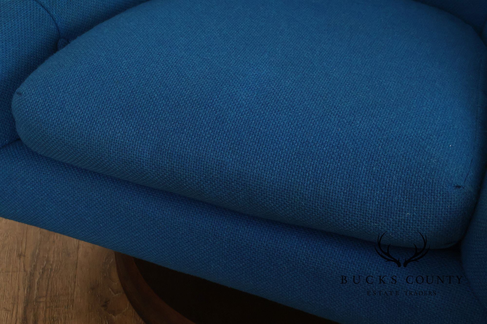 Schnadig Mid Century Modern Blue Upholstered Swivel Lounge Chair