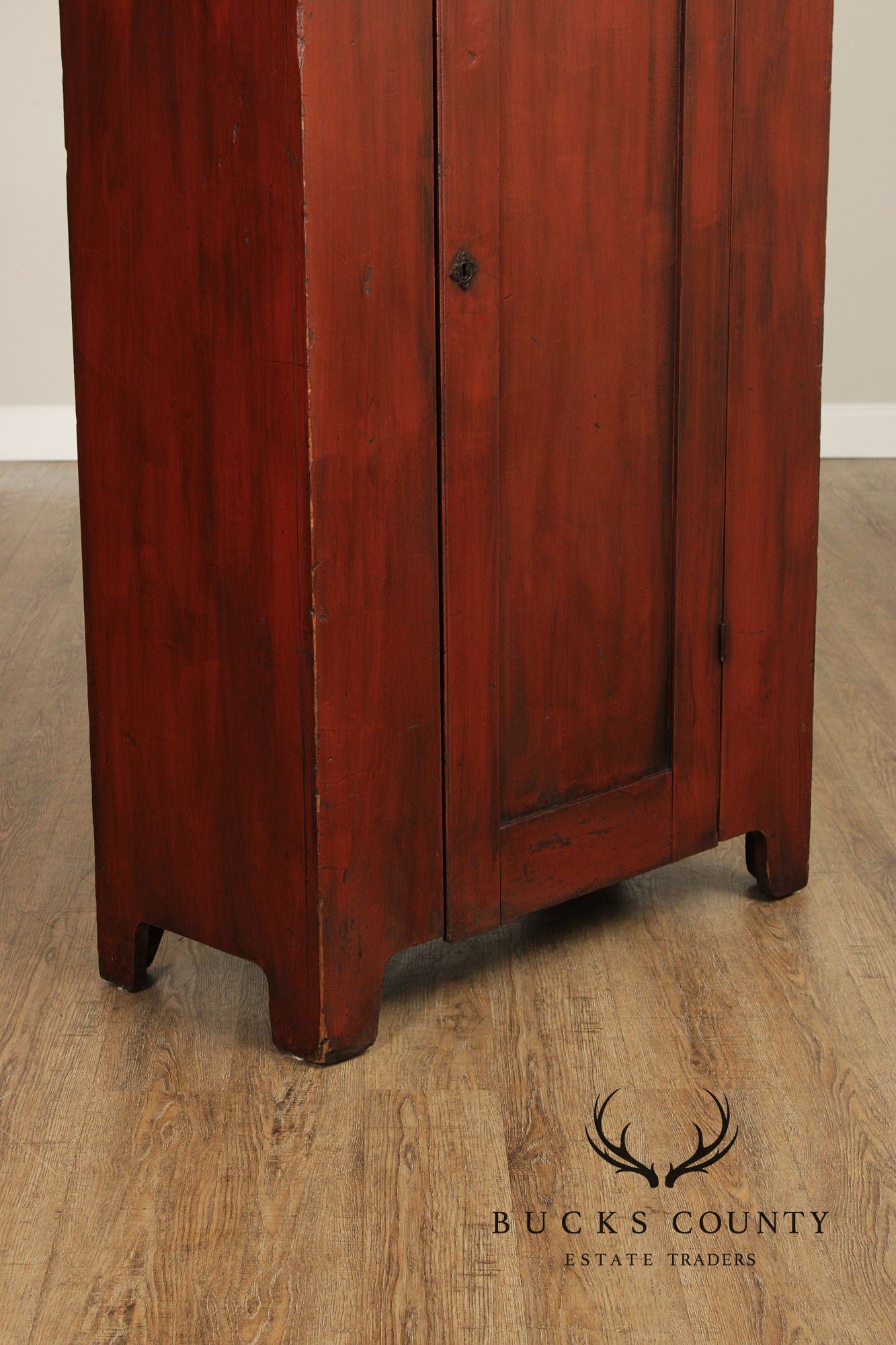 Antique Primitive Red Painted Single Door Cupboard