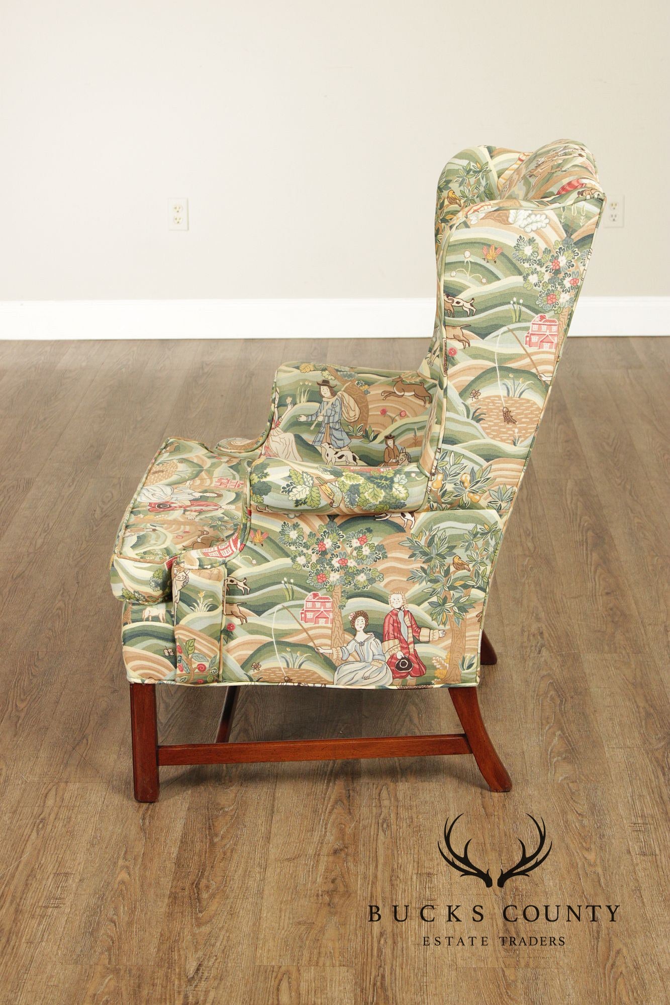 Chippendale Style Pair of Mahogany Wingback Chairs