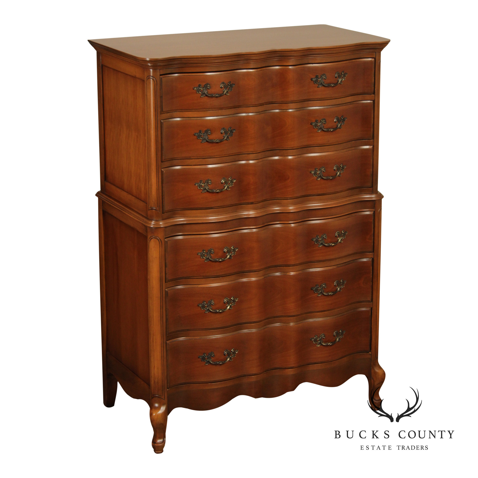 French Provincial Style Vintage Cherry Chest on Chest