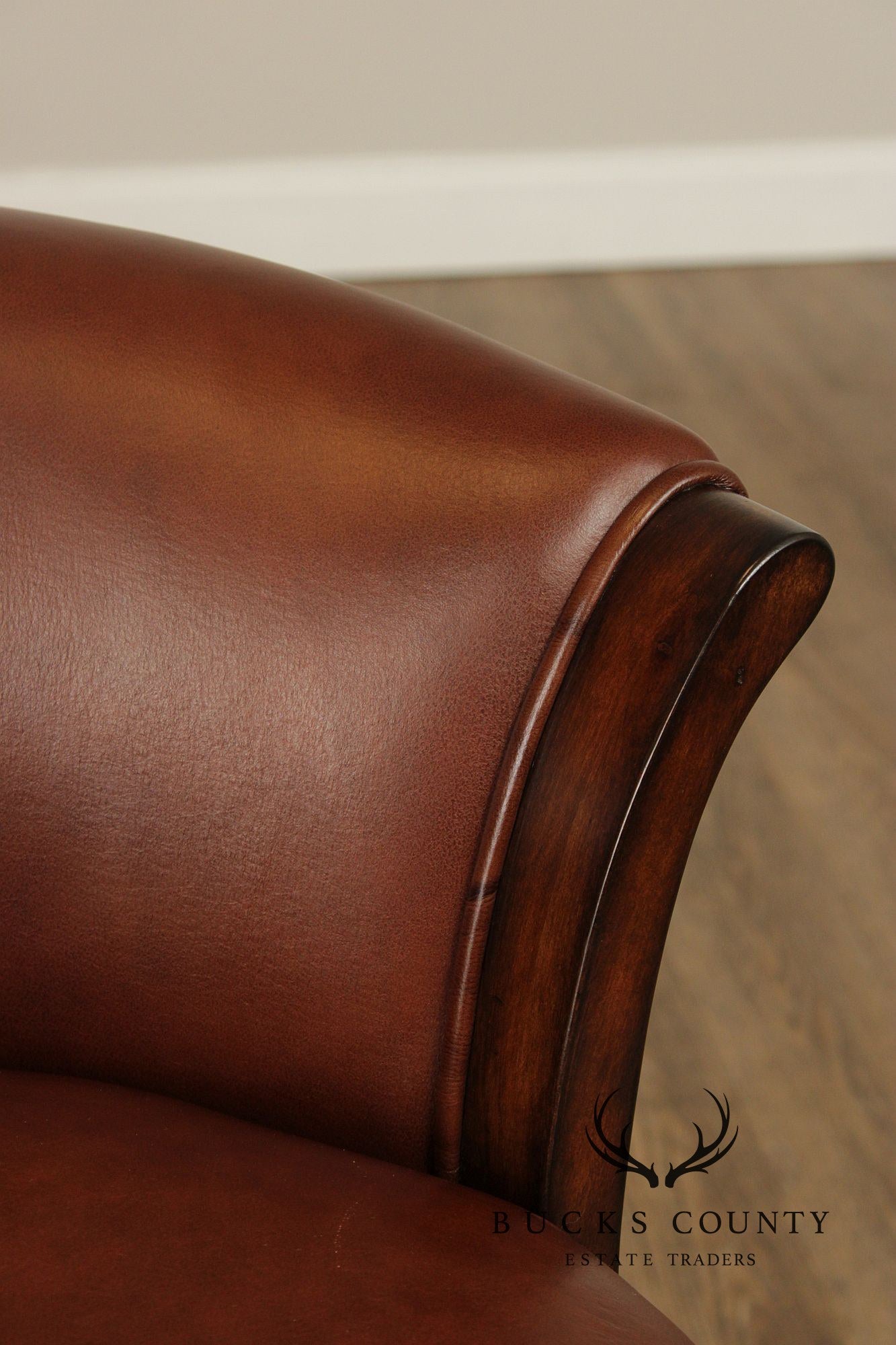 Frontgate by Hillsdale Set of Three Leather Swivel Counter Stools