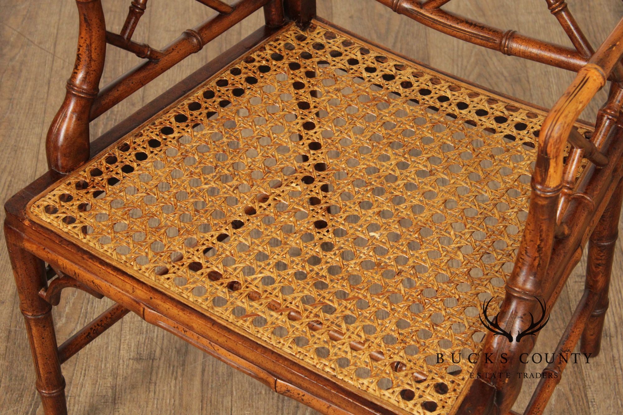 Chinese Chippendale Style Faux Bamboo Armchair