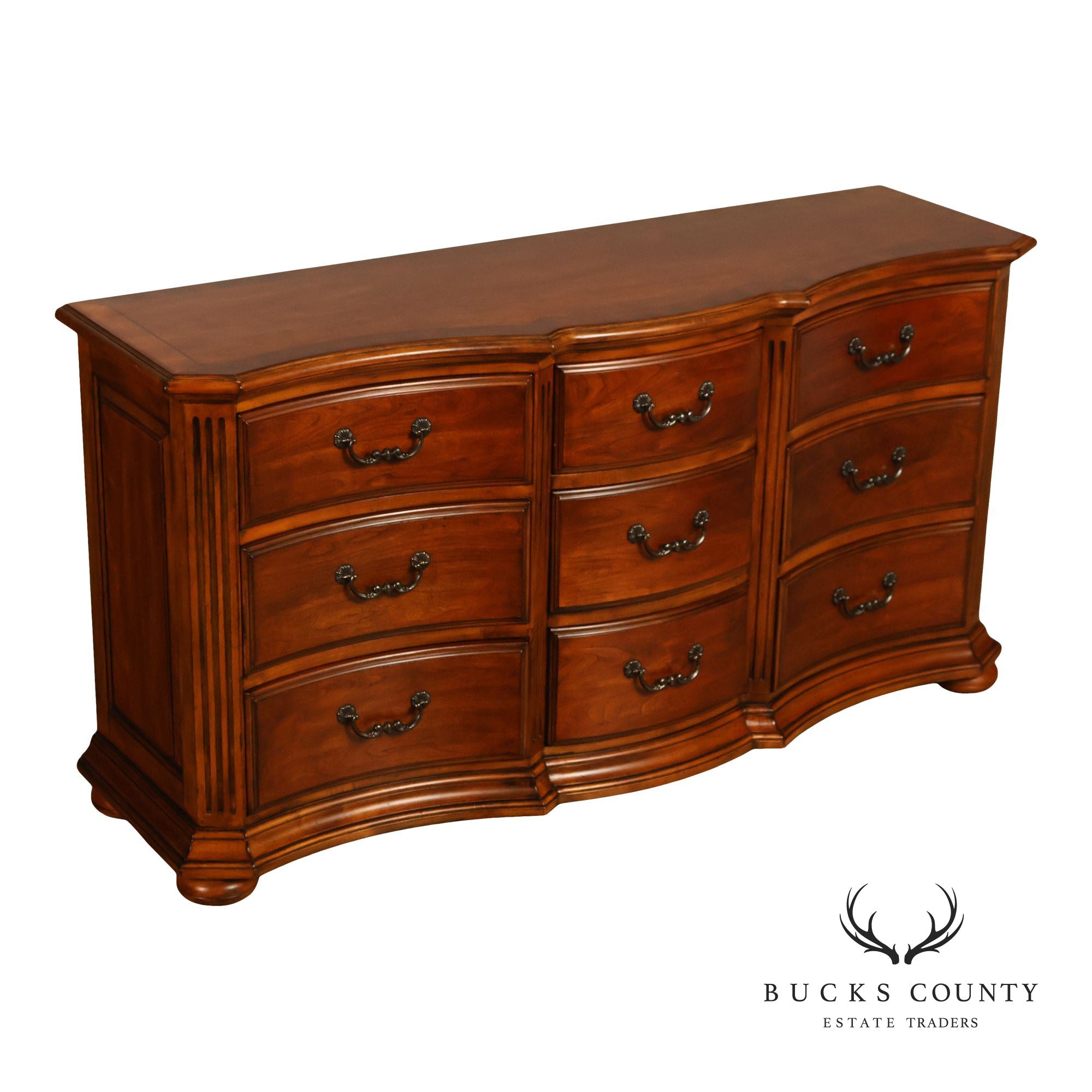 Ethan Allen Tuscany Serpentine Nine-Drawer Dresser In Cherry Finish