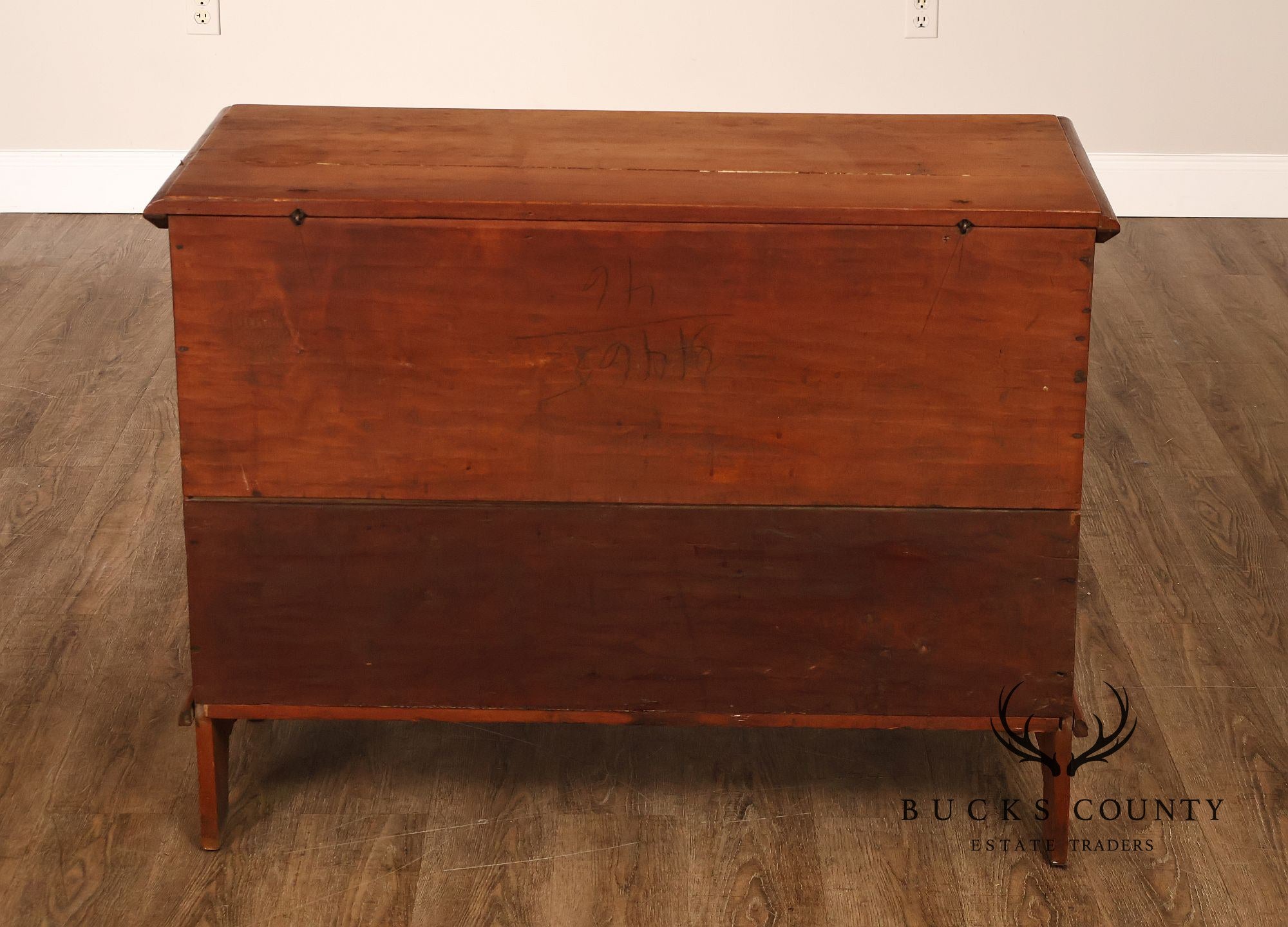 Antique American Country Birdseye Maple Blanket Chest With Lower Drawer