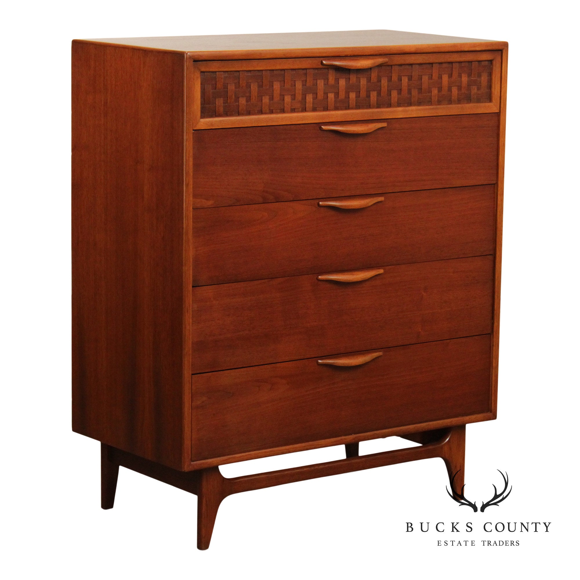 Lane Mid Century Modern Walnut Tall Chest