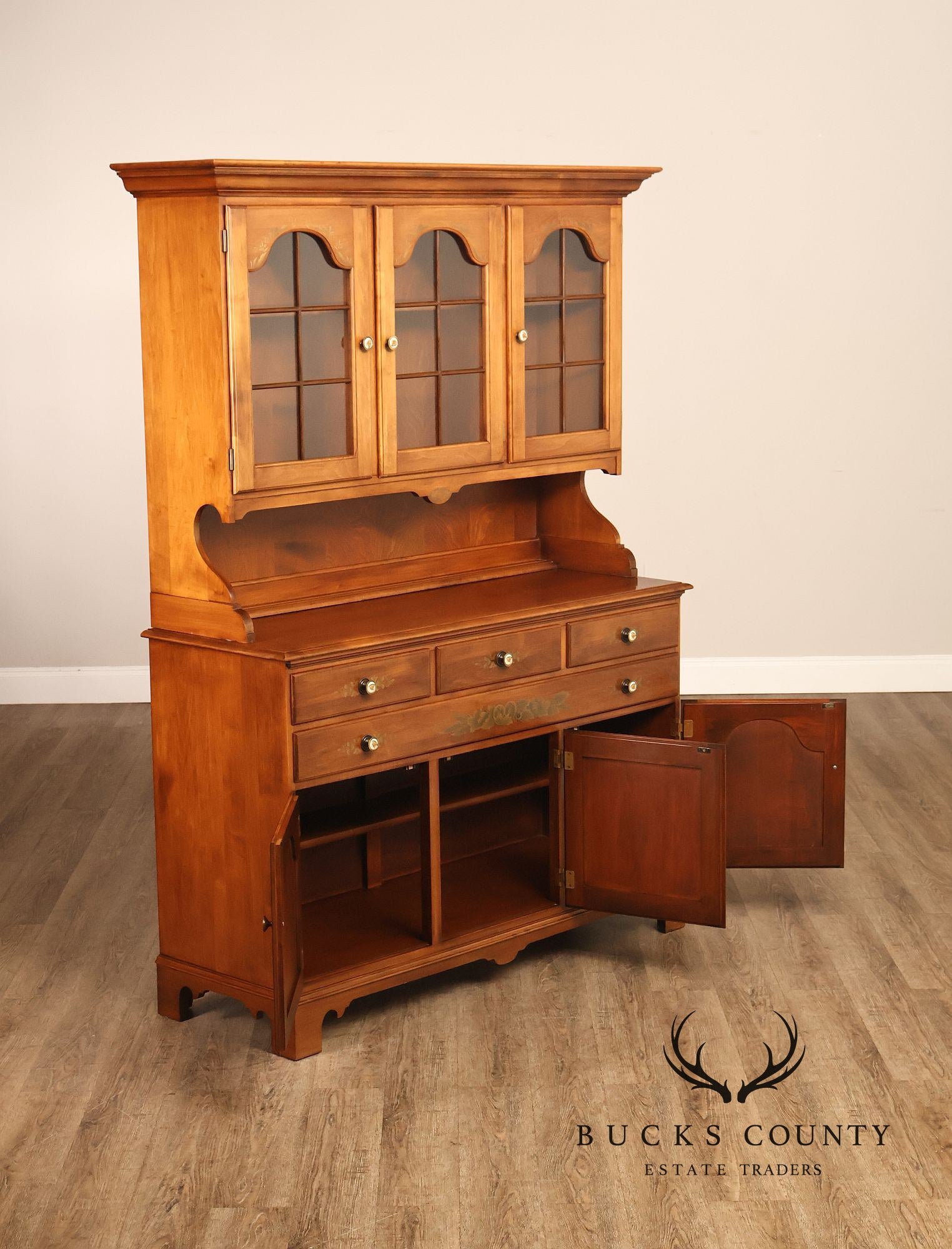 Hitchcock Two Piece Maple Step Back Hutch