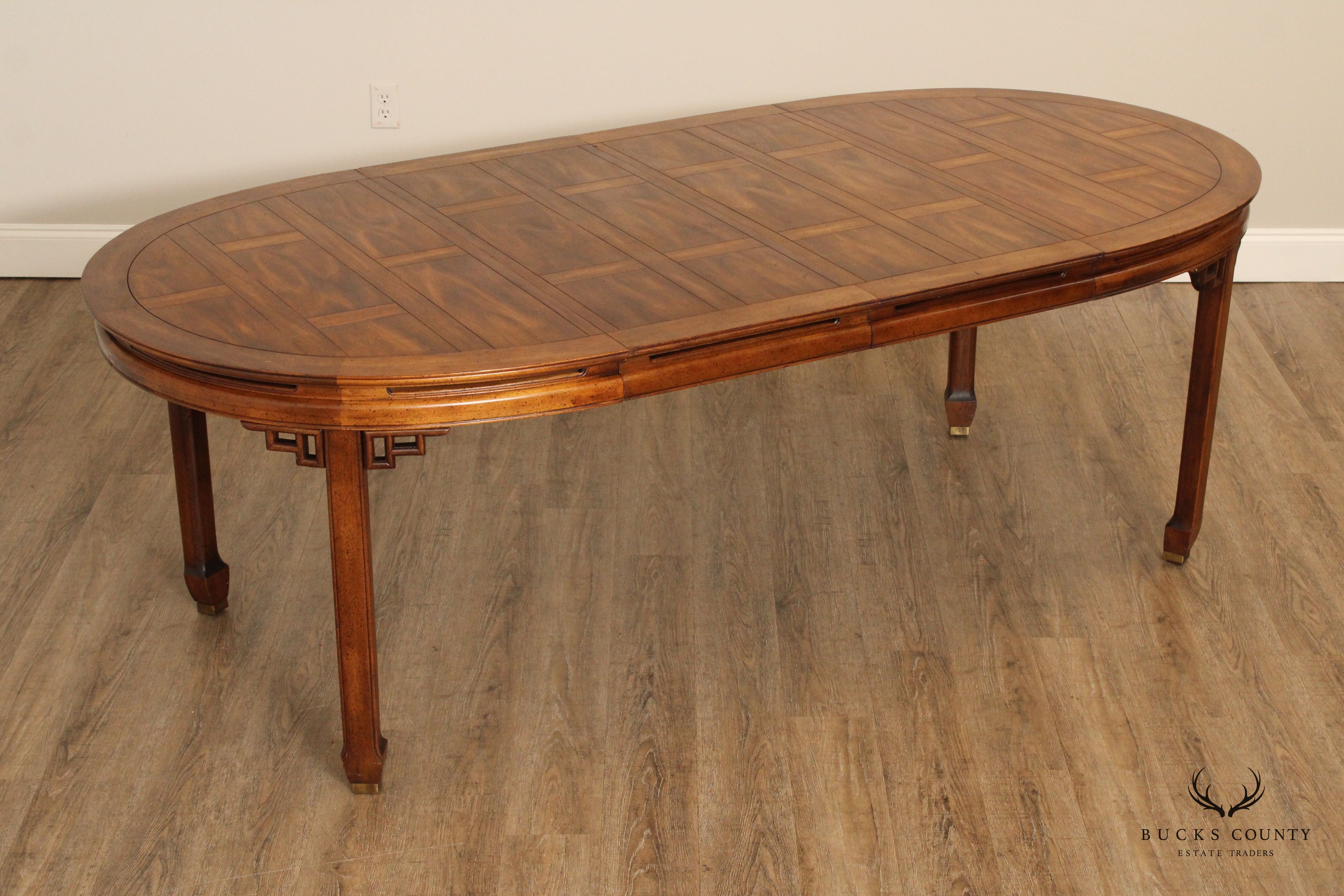 Asian Style Oval Mahogany Extendable Dining Table