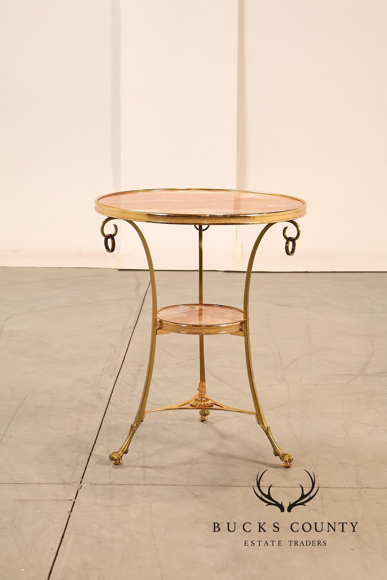 Neoclassical Style Pair of Marble Top Gueridon Side Tables