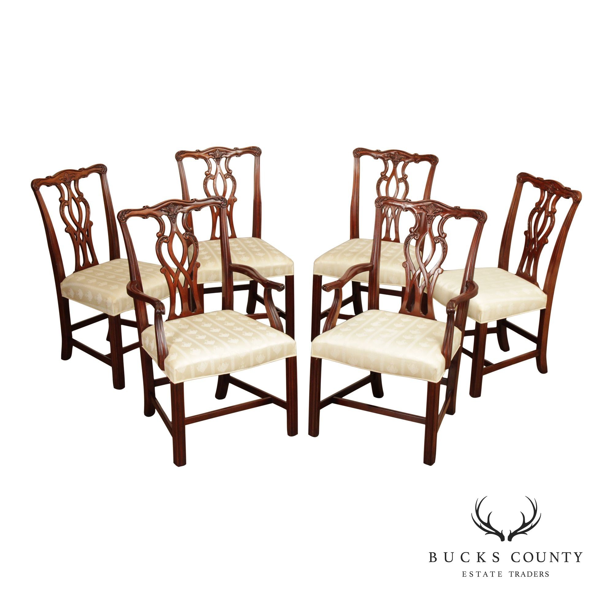 Hickory Chair Set Of Six Chippendale Style Mahogany Dining Chairs