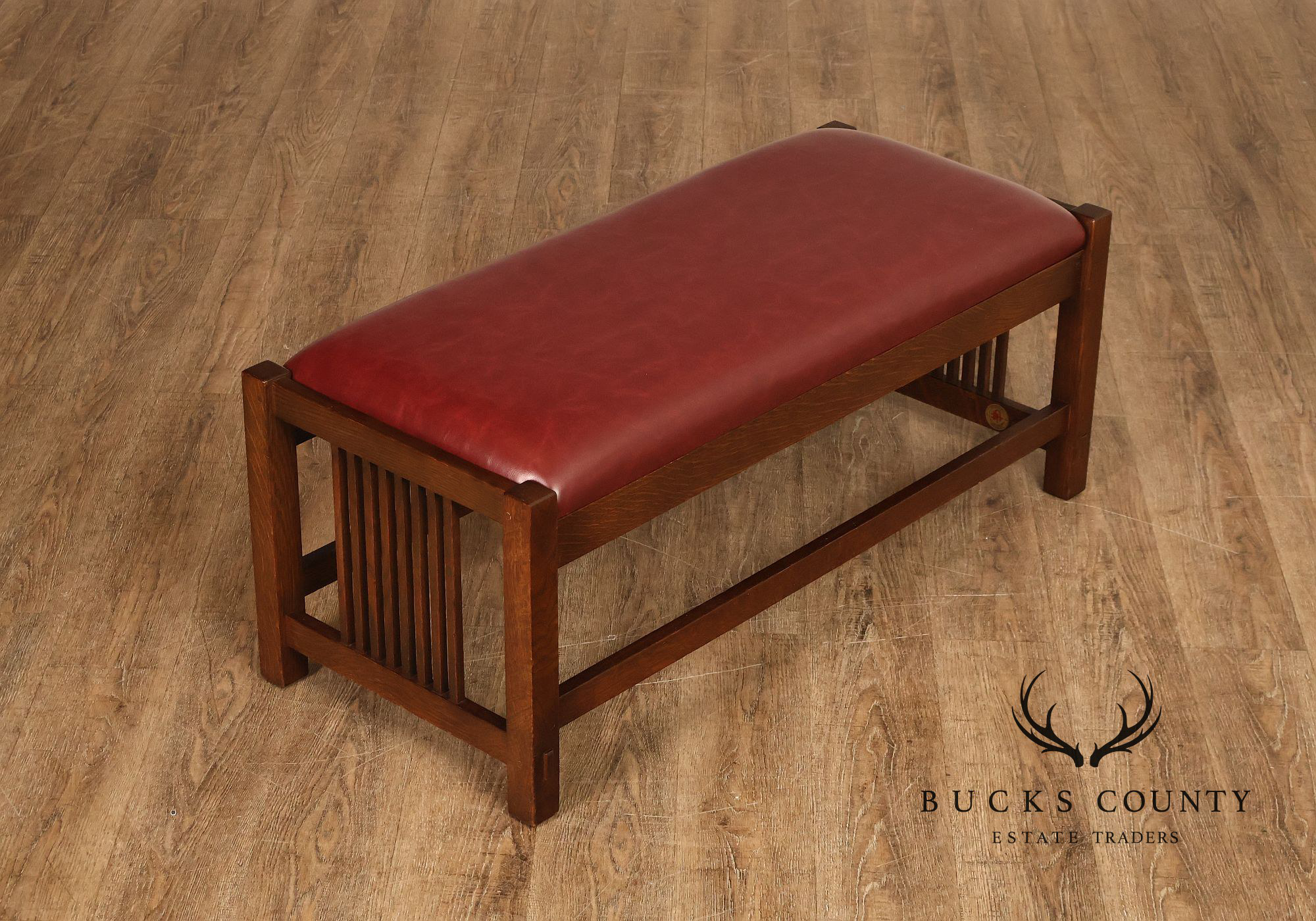 Stickley Mission Collection Oak Upholstered Bench