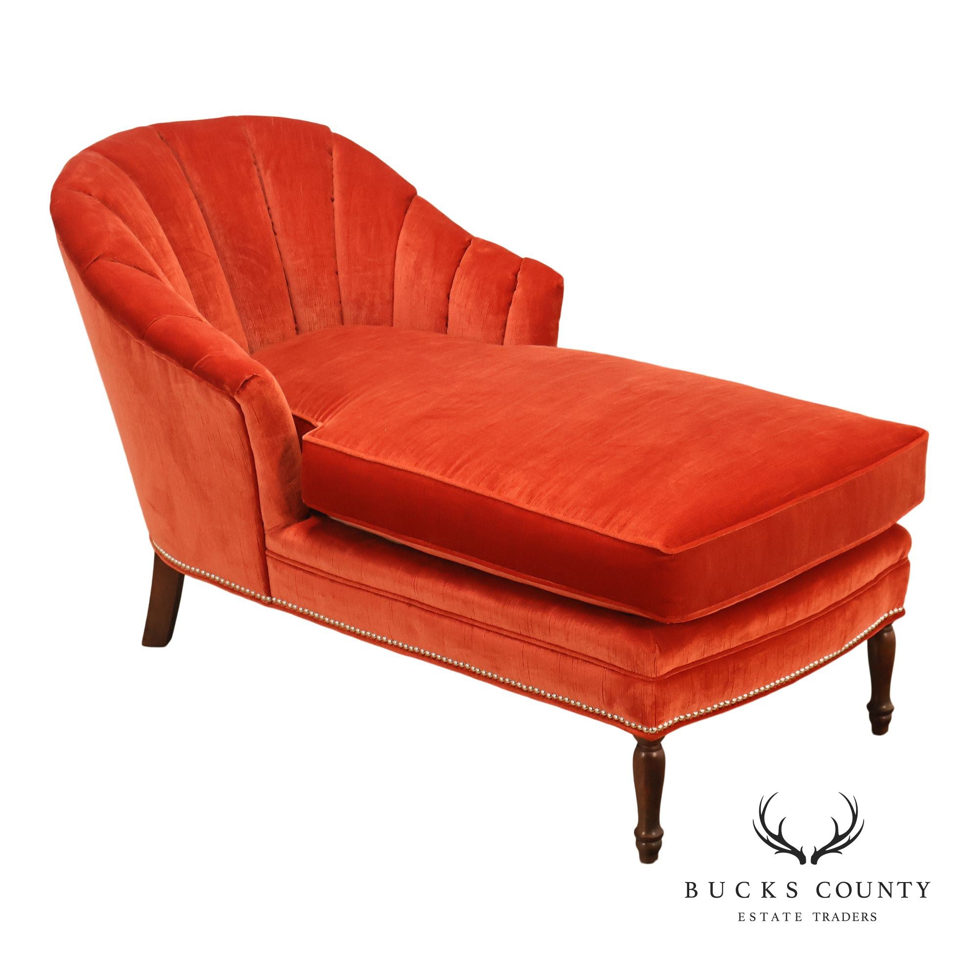 Vintage Channel Back Upholstered Chaise Lounge
