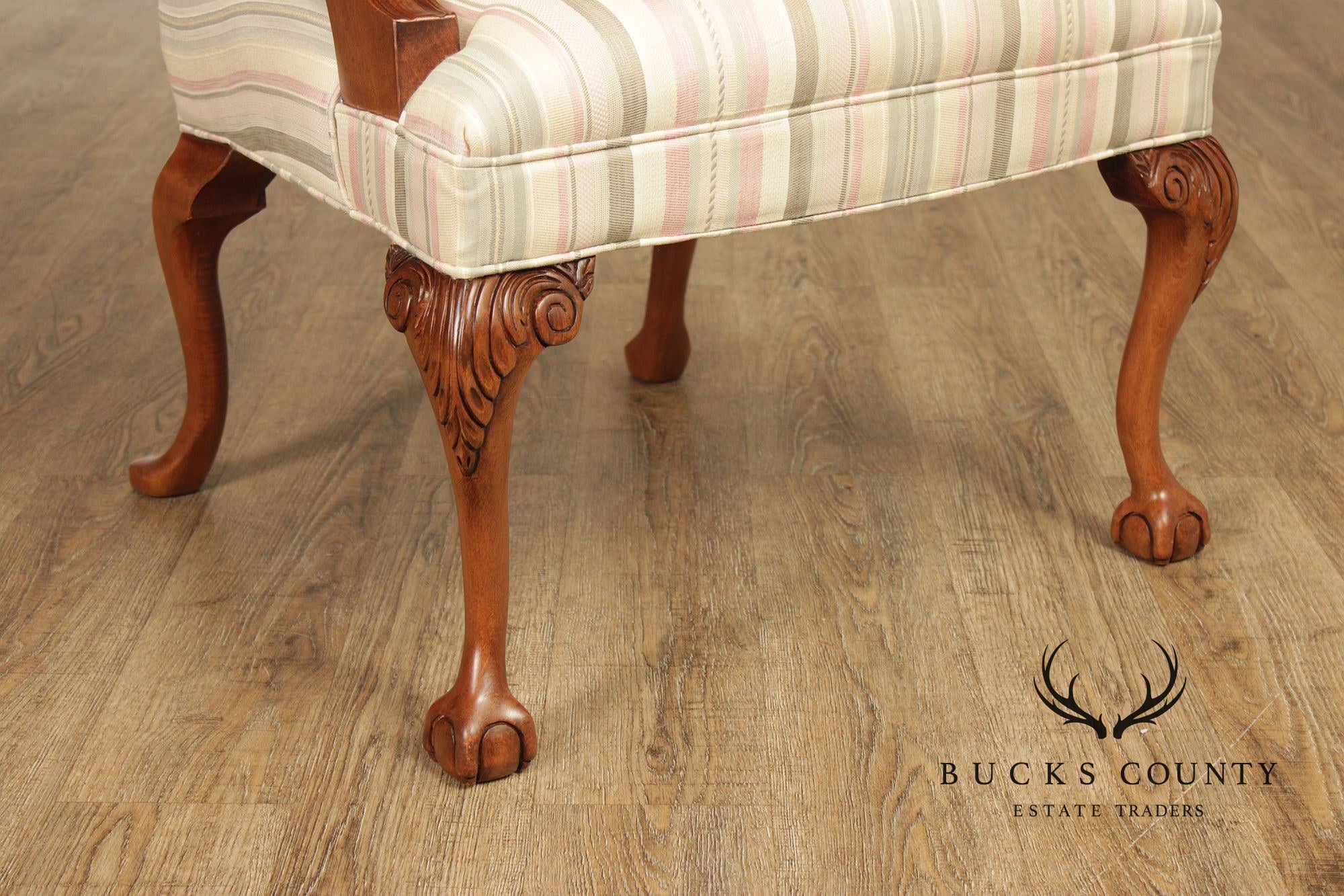 Sam Moore Chippendale Style Pair of Library Armchairs