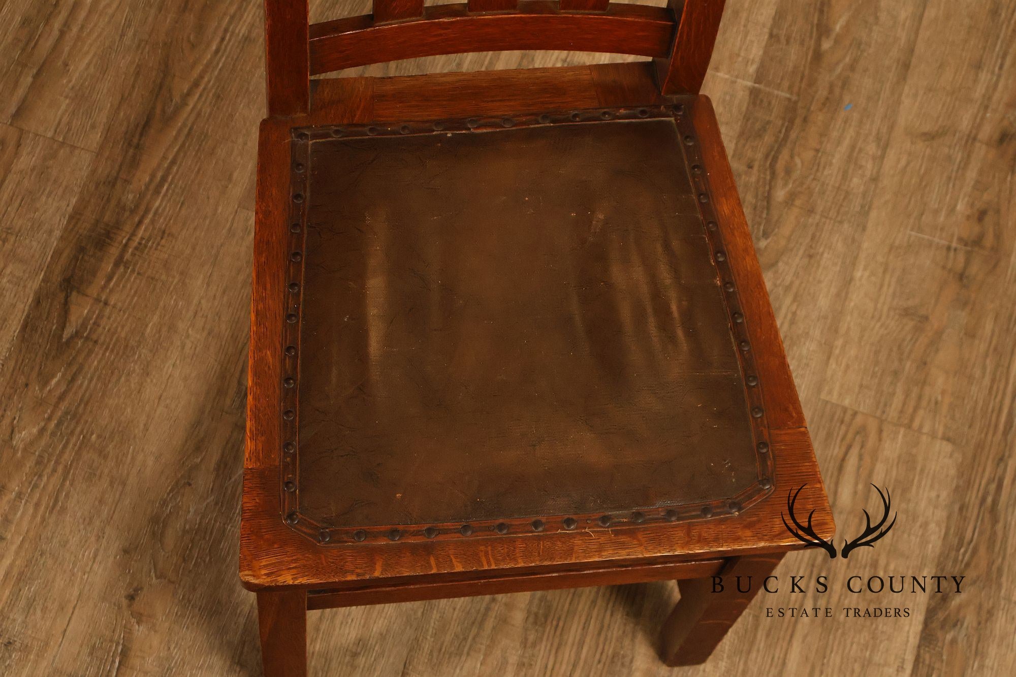 Antique Limbert Set Of 6 Arts & Crafts Oak Dining Chairs