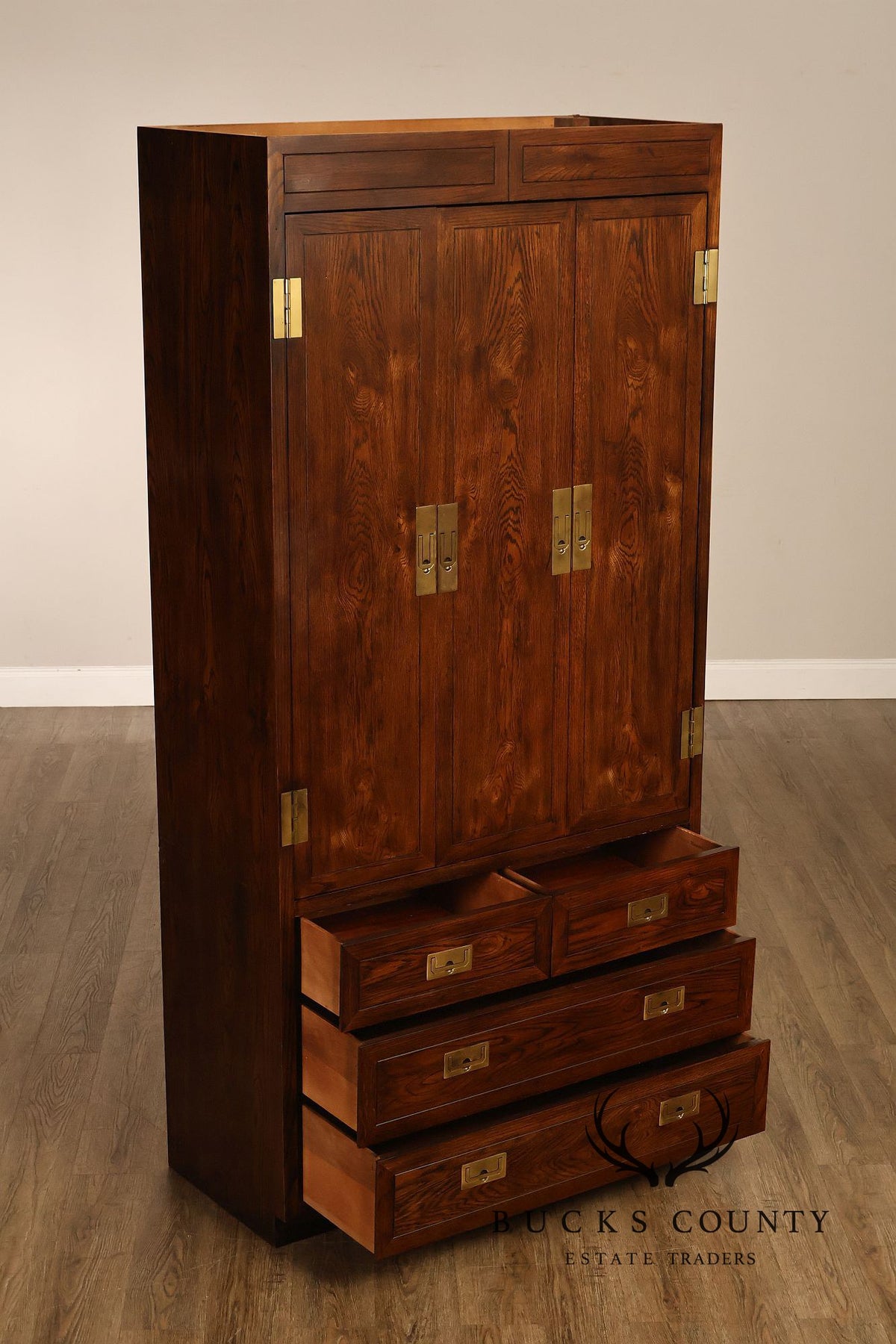 Henredon Scene One Campaign Style Bedroom Armoire Cabinet