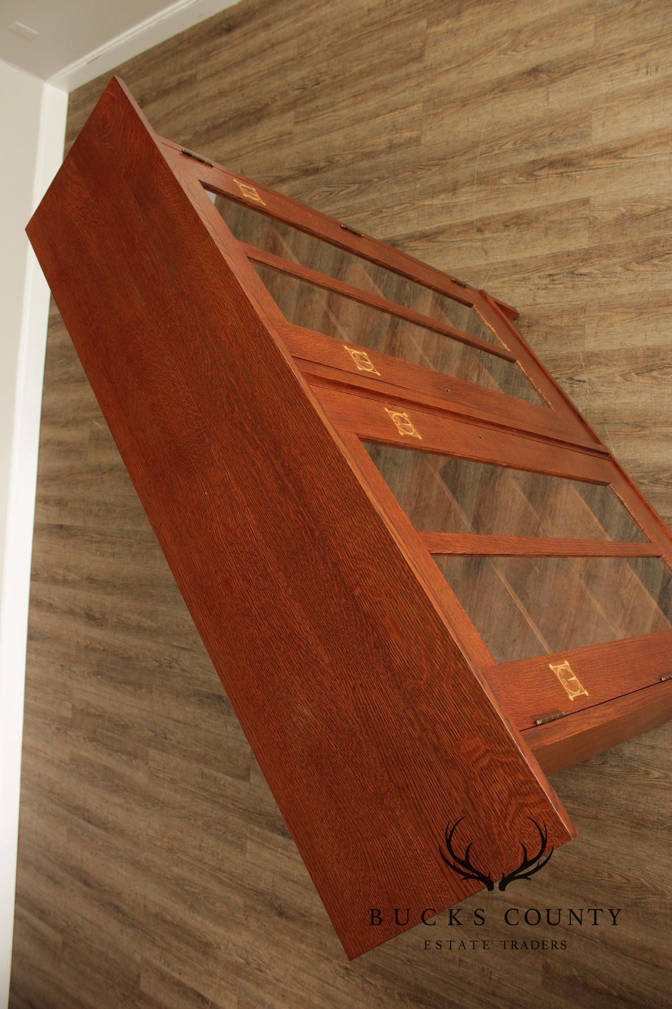 Stickley Mission Collection Oak Two Door Bookcase Harvey Ellis Inlaid Oak 2 Door Bookcase