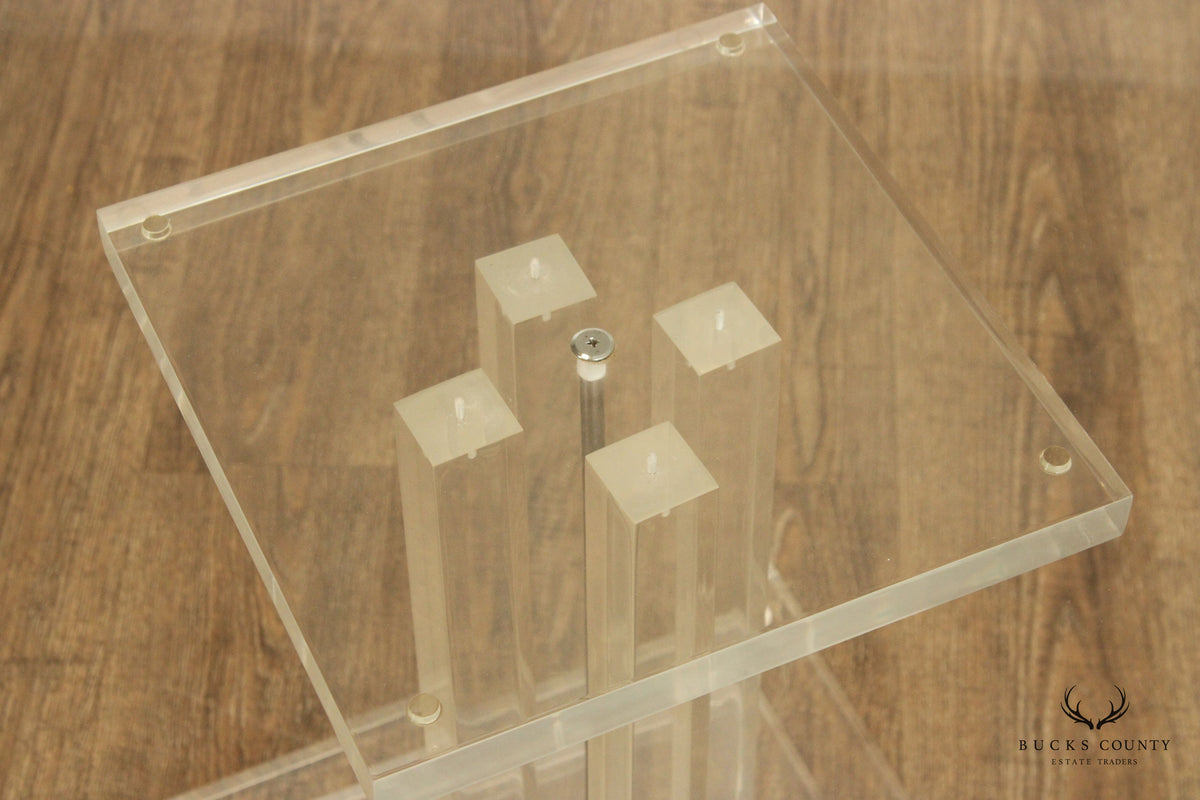 Postmodern Round Lucite Pedestal Center Table