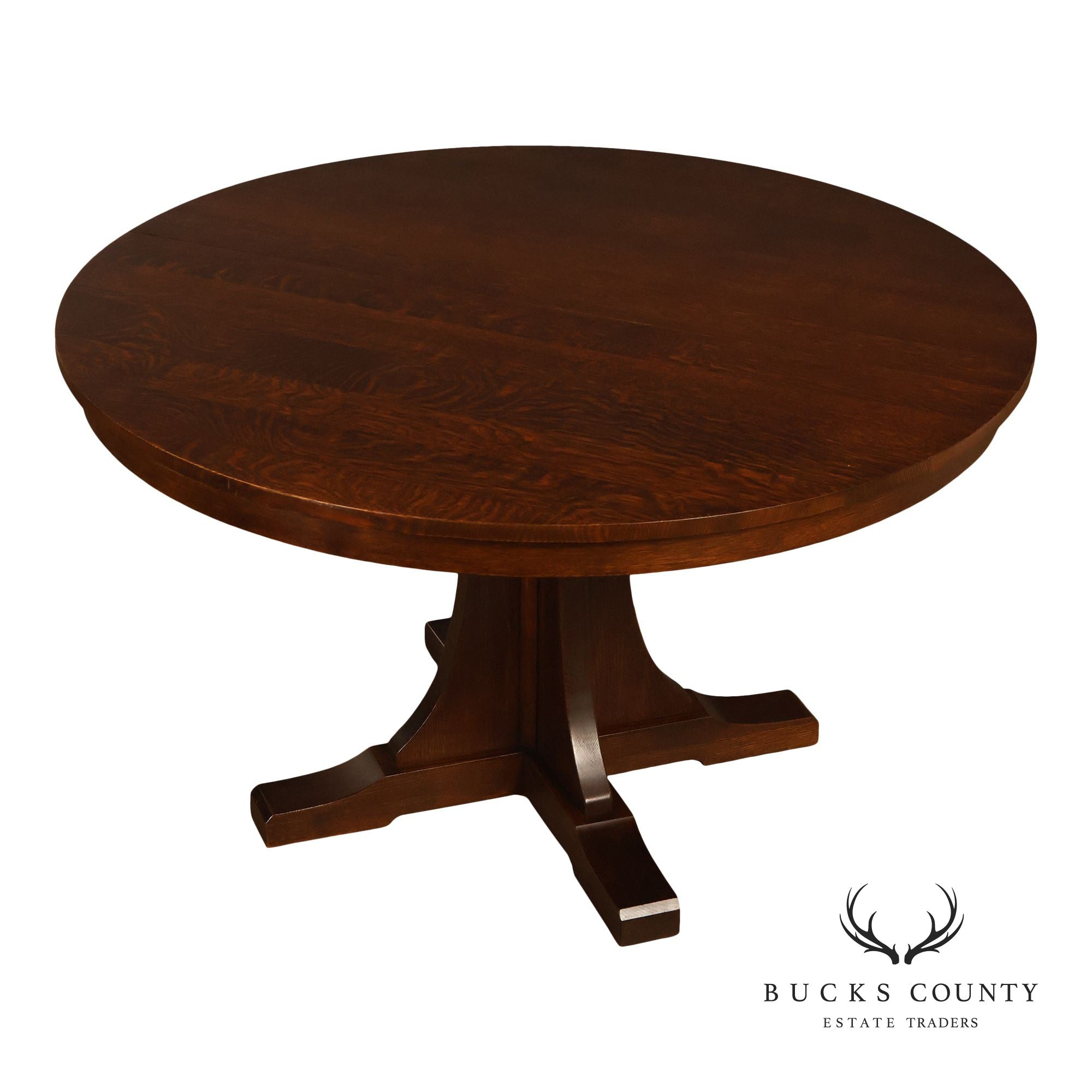 Stickley Mission Collection Round Oak Expandable Dining Table